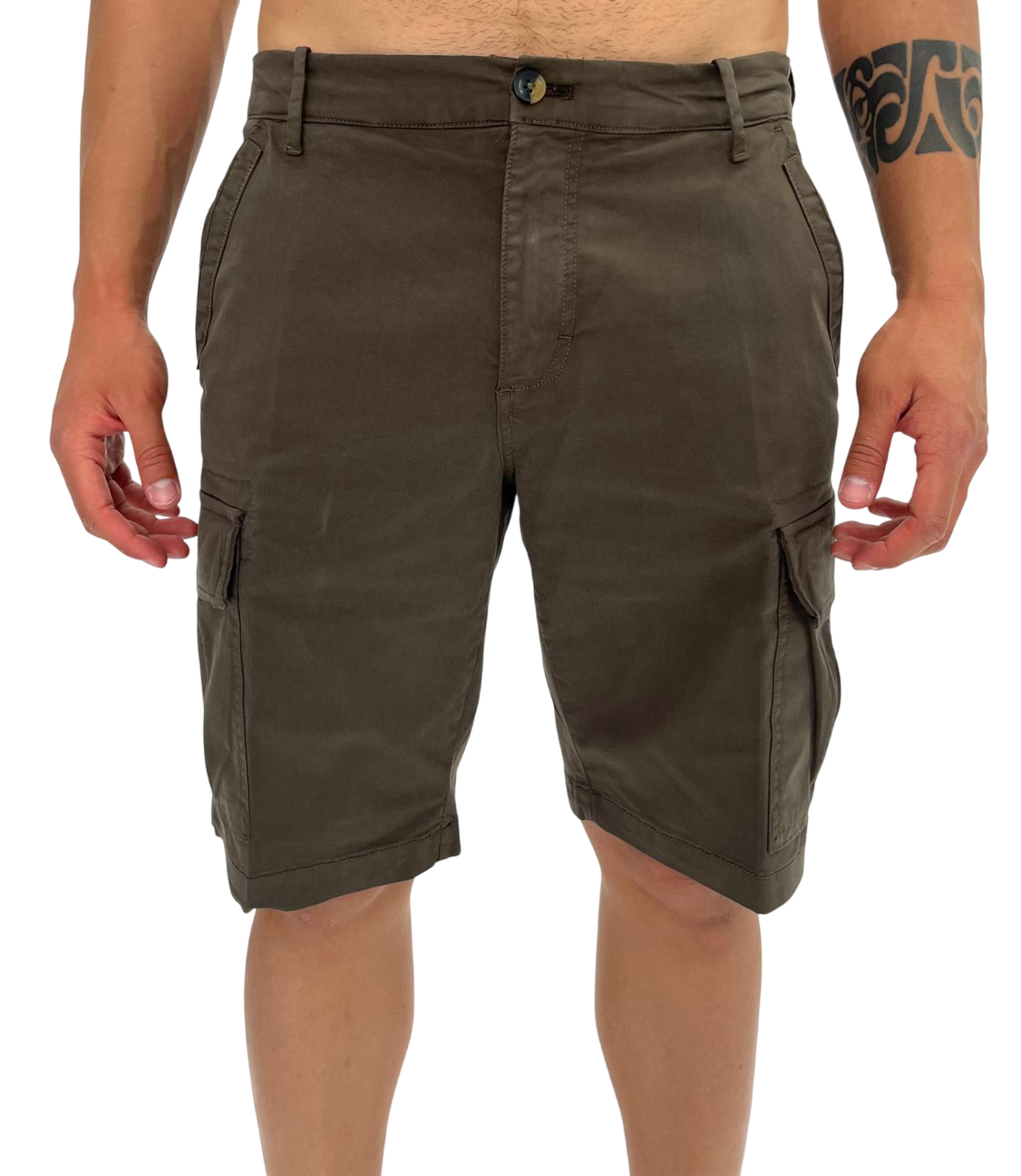 GREEN COTTON BERMUDA SHORTS