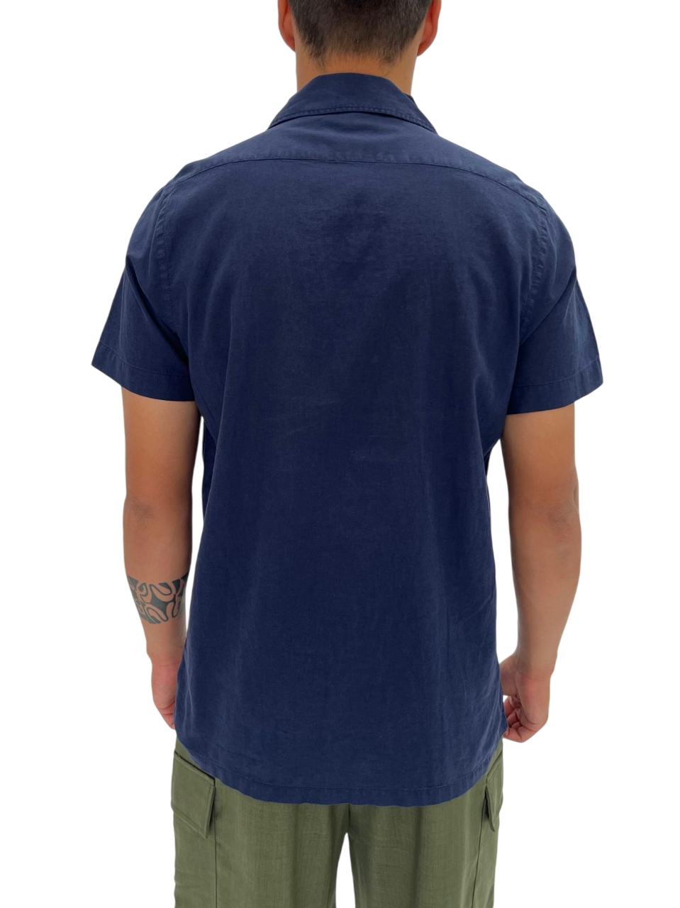 BLUE LINEN AND COTTON SHIRT