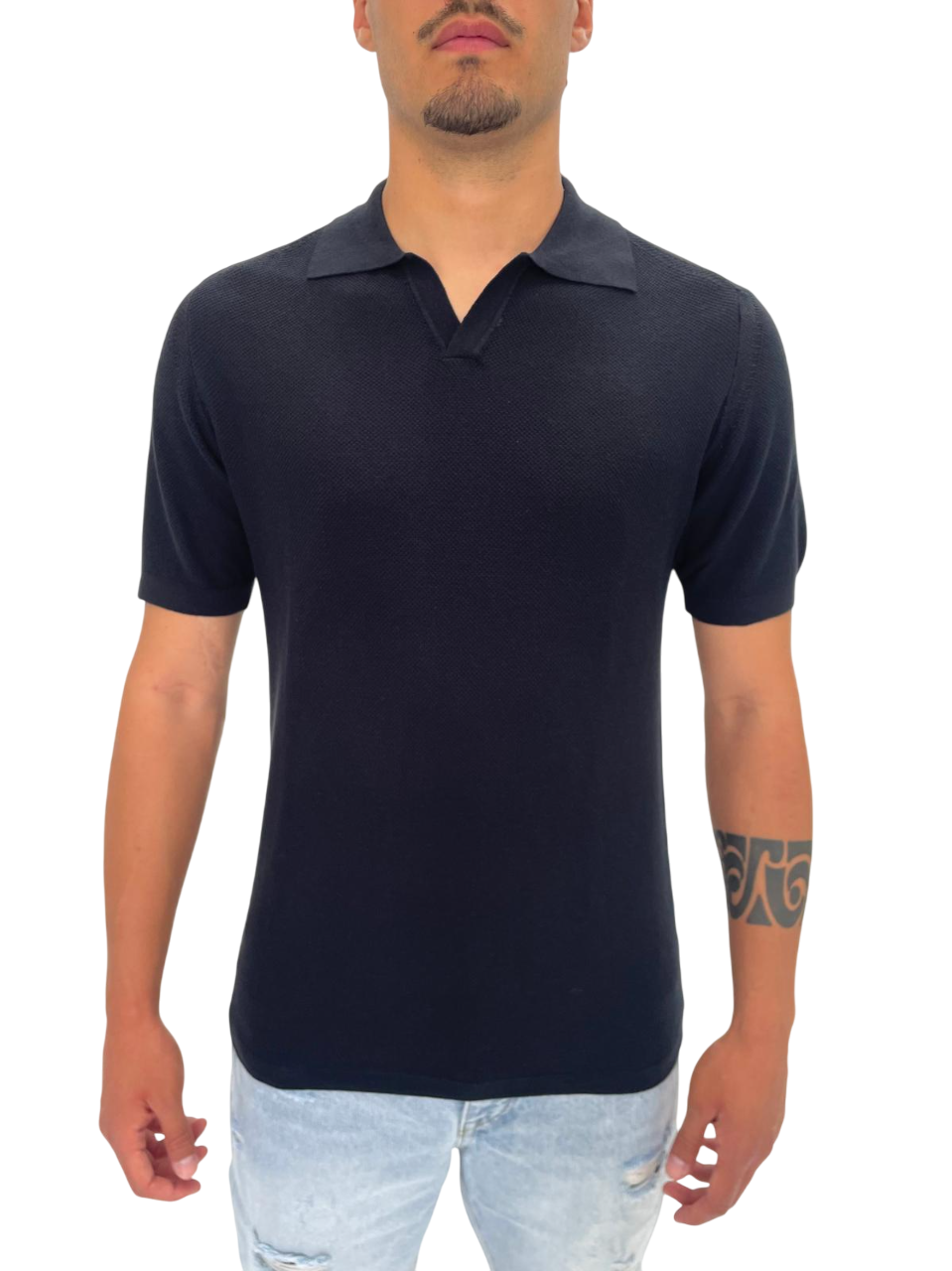 BLACK COTTON POLO