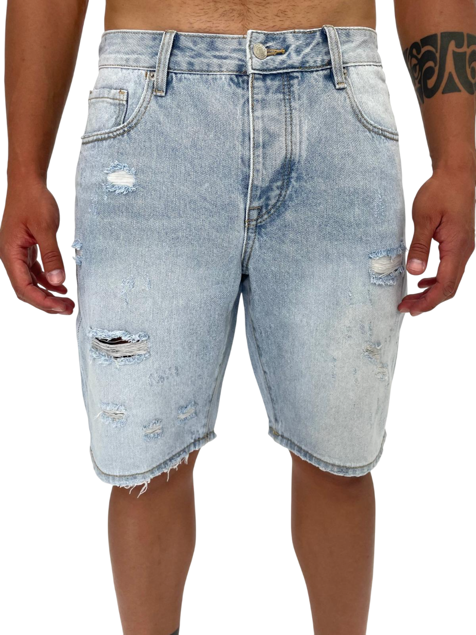 COTTON DENIM BERMUDA SHORTS
