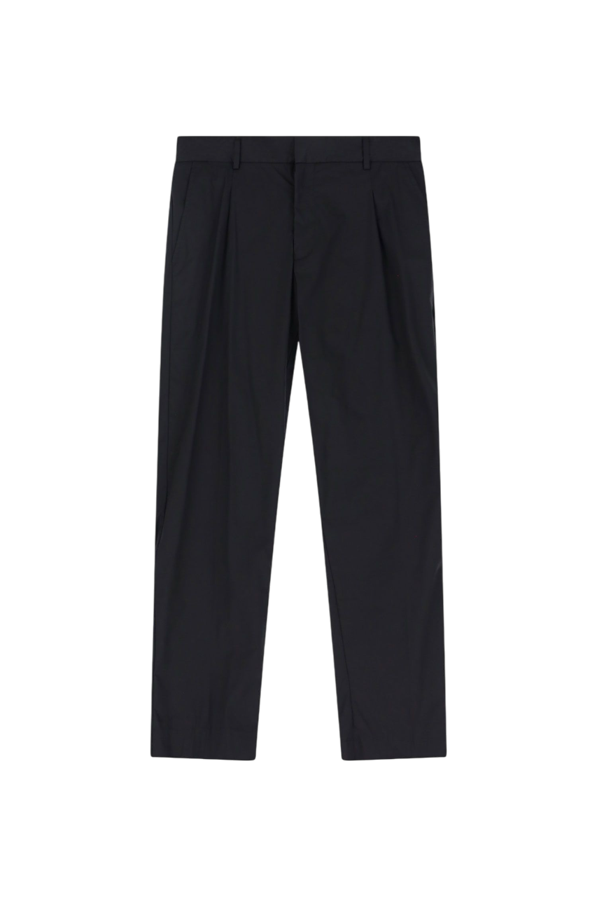 BLACK COTTON BLEND TROUSERS