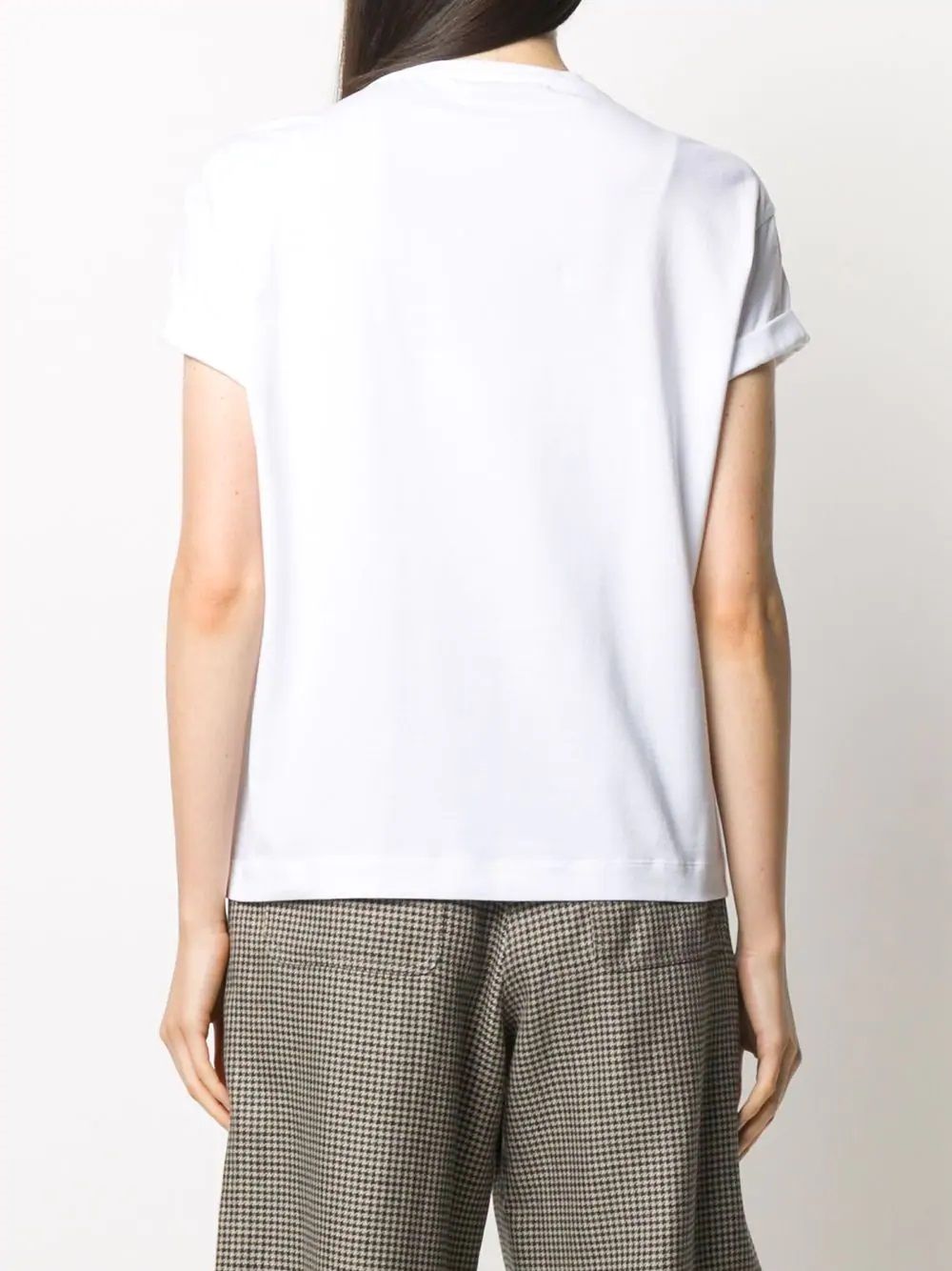 Women's BRUNELLO CUCINELLI T-Shirt - White Women's BRUNELLO CUCINELLI T-Shirt: white, round neckline, chest pocket, rolled hems.