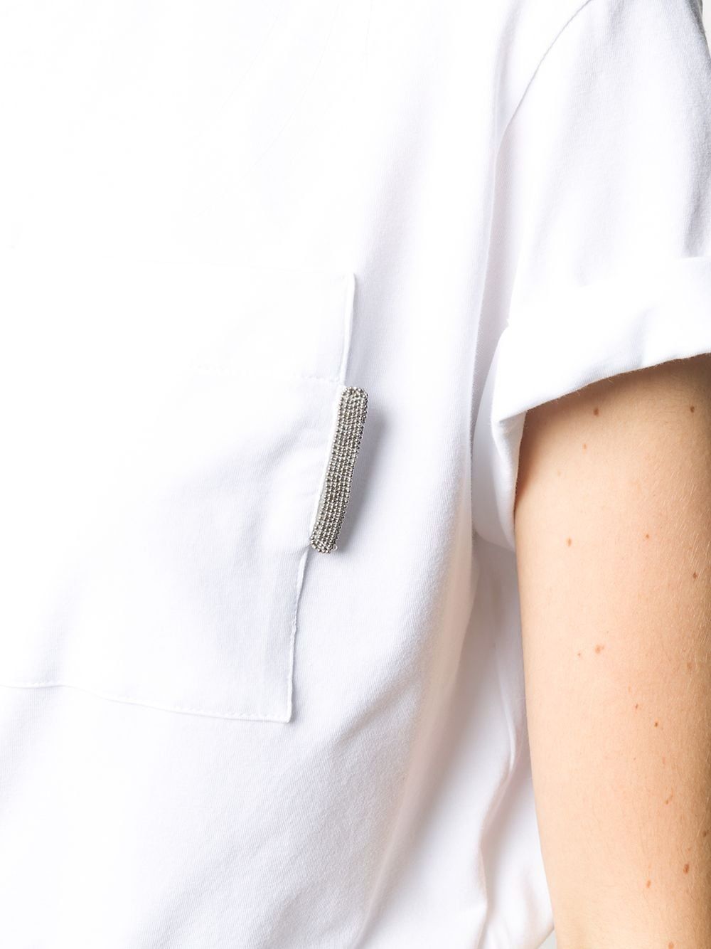 Women's BRUNELLO CUCINELLI T-Shirt - White Women's BRUNELLO CUCINELLI T-Shirt: white, round neckline, chest pocket, rolled hems.