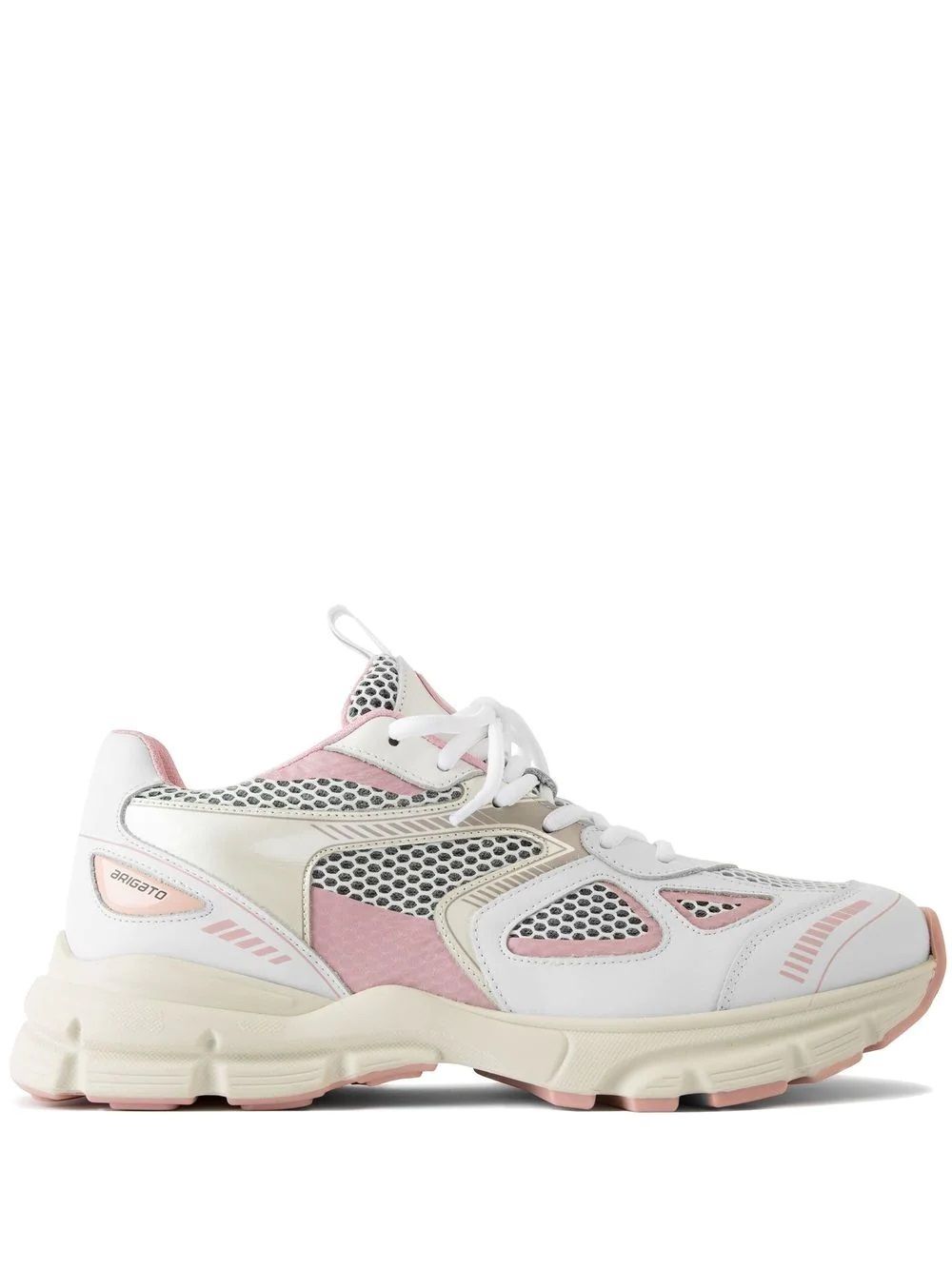Women's AXEL ARIGATO Marathon Runner Sneakers Women's AXEL ARIGATO Marathon Runner Sneakers: stylish mesh & leather sneaker w/ chunky rubber sole. Cream white & pink.
