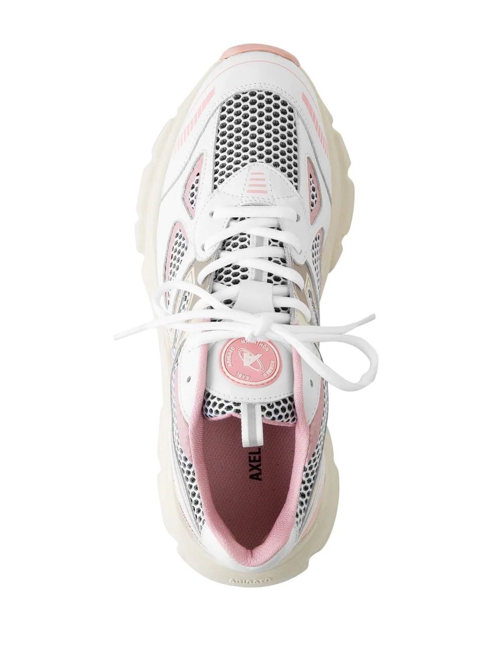 Women's AXEL ARIGATO Marathon Runner Sneakers Women's AXEL ARIGATO Marathon Runner Sneakers: stylish mesh & leather sneaker w/ chunky rubber sole. Cream white & pink.