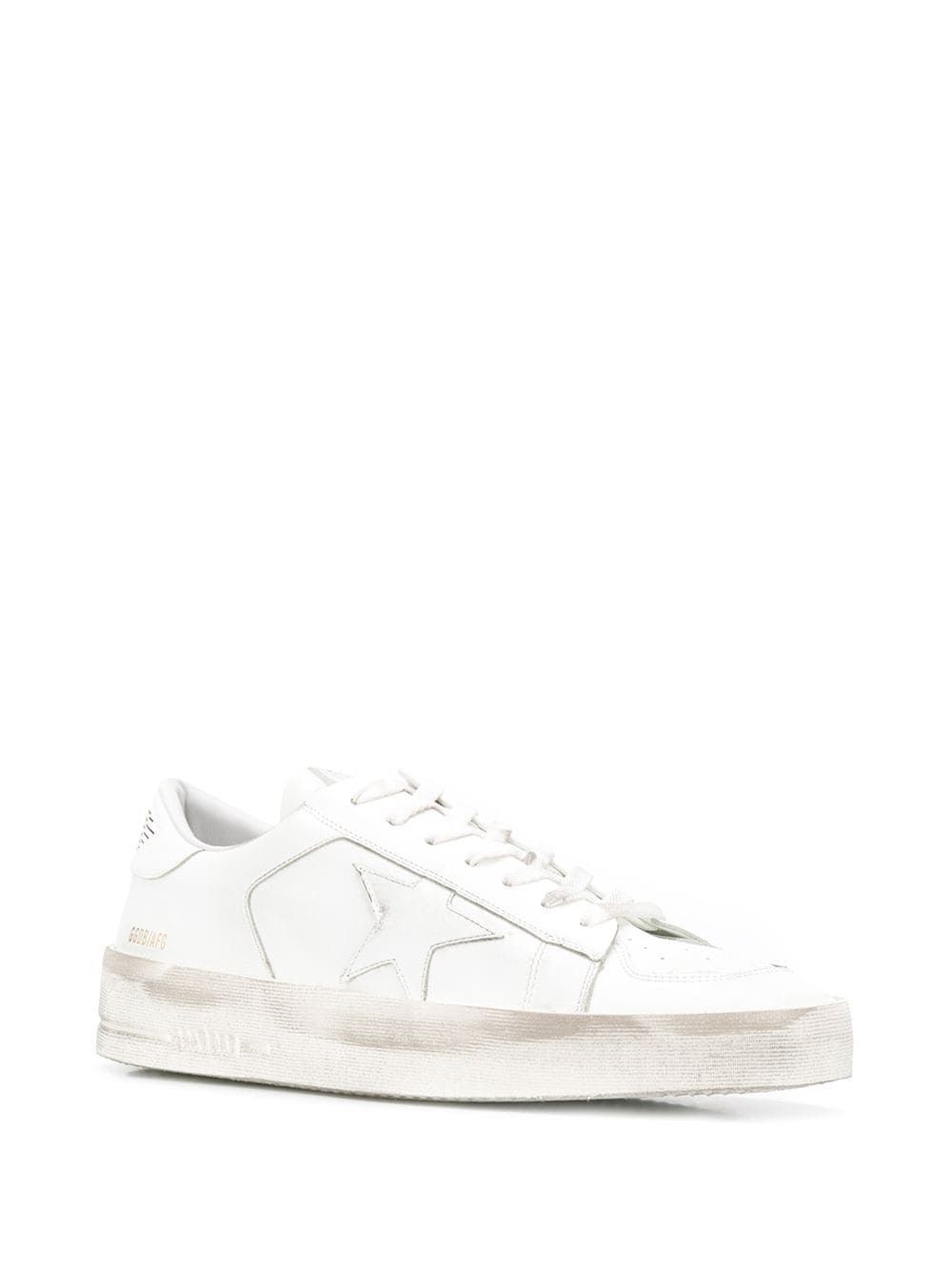 GOLDEN GOOSE DB SNEAKERS for man - Stardan  Men's white leather GOLDEN GOOSE DB Stardan SNEAKERS with round toe, lace-up, distressed effects and rubber sole.