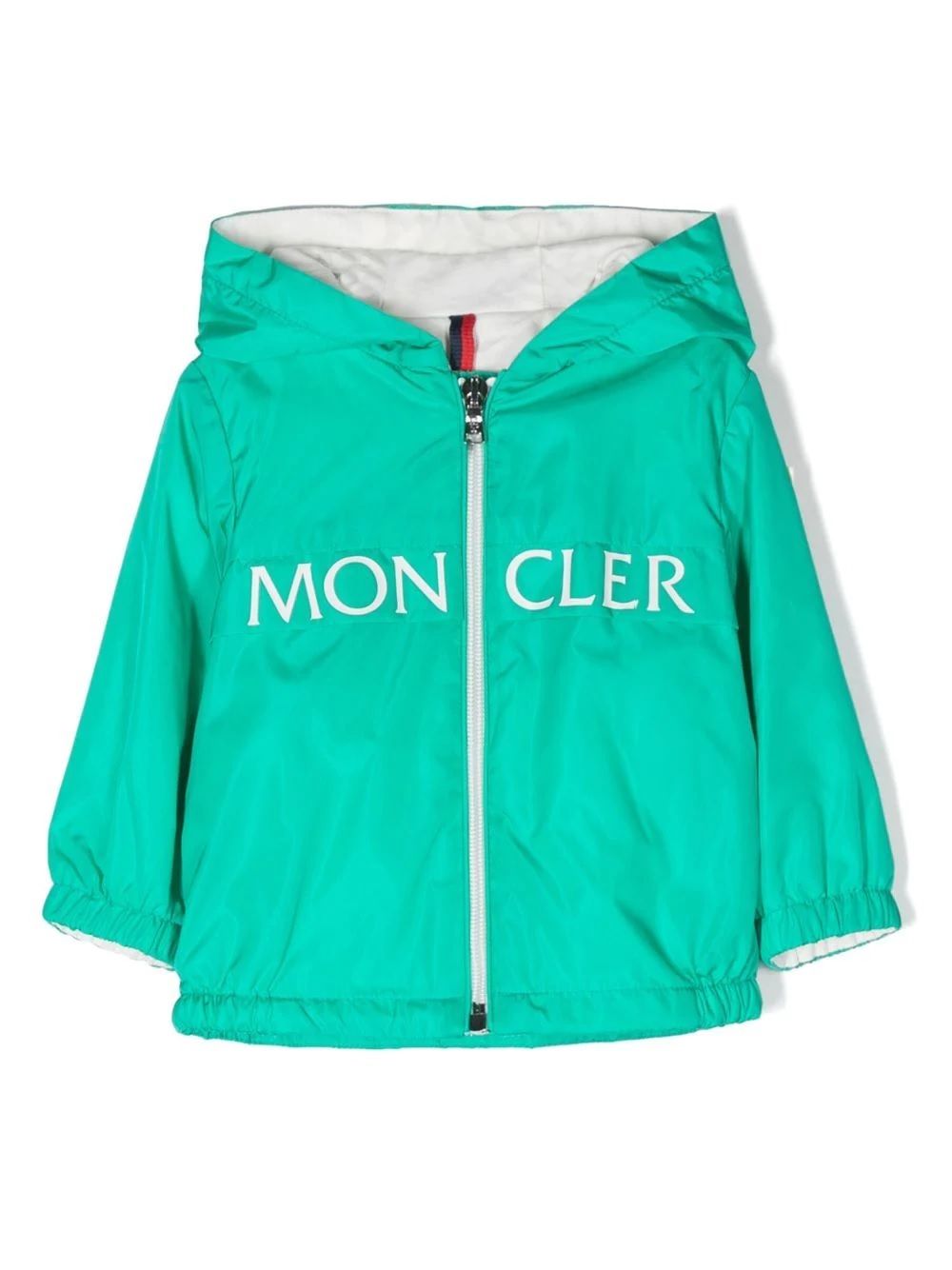 MONCLER KIDS: Piumino da bambino - Verde acqua Piumino Moncler Kids verde acqua per ragazzi. Cappuccio, zip frontale, fodera in 100% cotone e esterno in 100% poliammide.