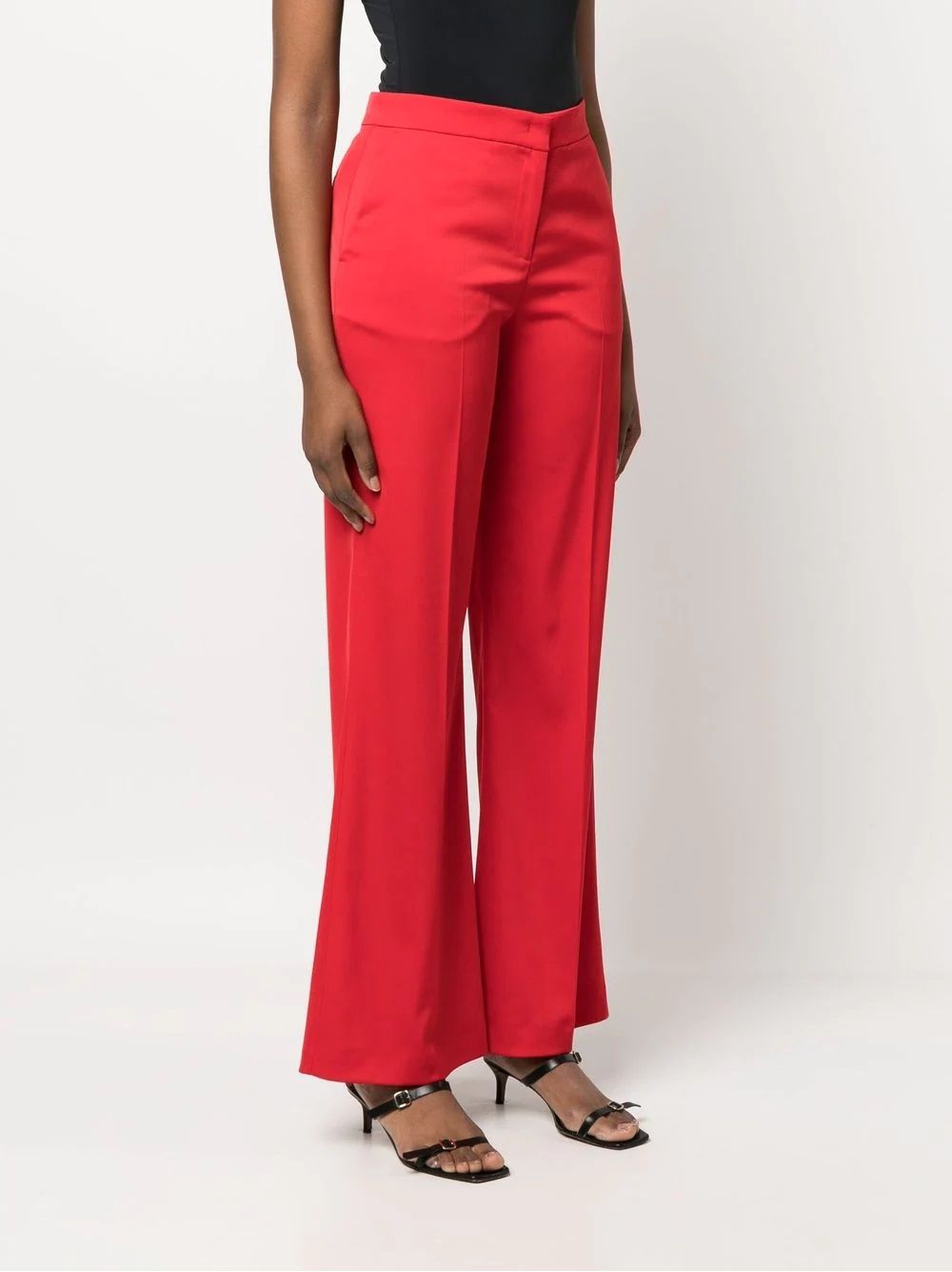 Women's PINKO Trousers Bright Red PINKO trousers tailored for women. 97% polyester, 3% elastane. Concealed front fastening.