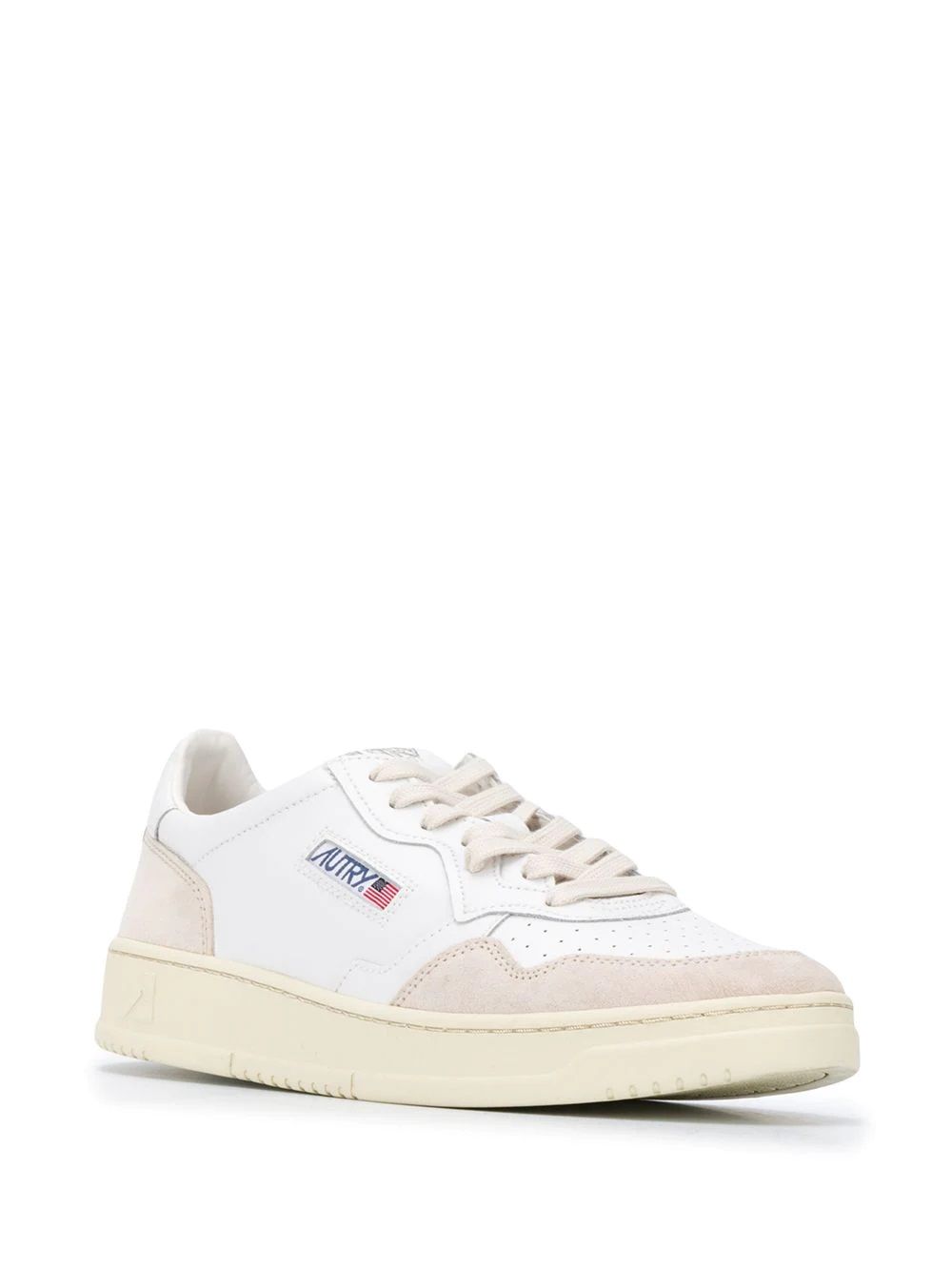 Men's Autry Leather Sneakers  Men's leather sneakers by Autry. Logo patches, lace-up fastening & flat rubber sole. White.