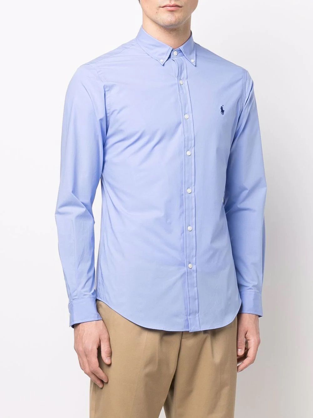 Ralph Lauren Shirt for man Upgrade your wardrobe with this classic blue cotton shirt from Ralph Lauren. Perfect for any occasion, this men's shirt features an embroidered logo, long sleeves, and a front button fastening. Made with 100% cotton, it's a must-have for any man's closet. From the CARRY OVER season, this shirt is composed of 91% cotton and 9% elastane for a comfortable fit. Shop now!