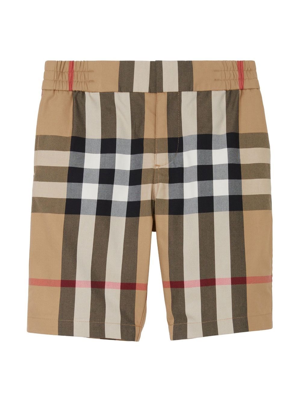 Pantaloncini Burberry da bambino  Pantaloncini Burberry Kids da ragazzo in fantasia a quadri e beige. 100% cotone, elastico in vita e due tasche posteriori a filetto.