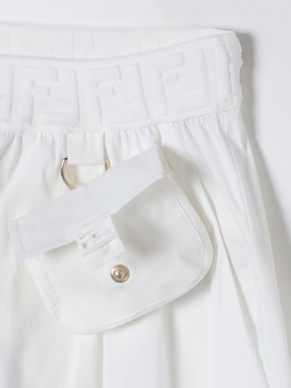 FENDI KIDS NYLON PANTS Stylish and durable pants from FENDI KIDS SS24 collection. Made with 79% cotton, 16% nylon, and 5% elastane for a comfortable fit. Perfect for any occasion. Shop now!