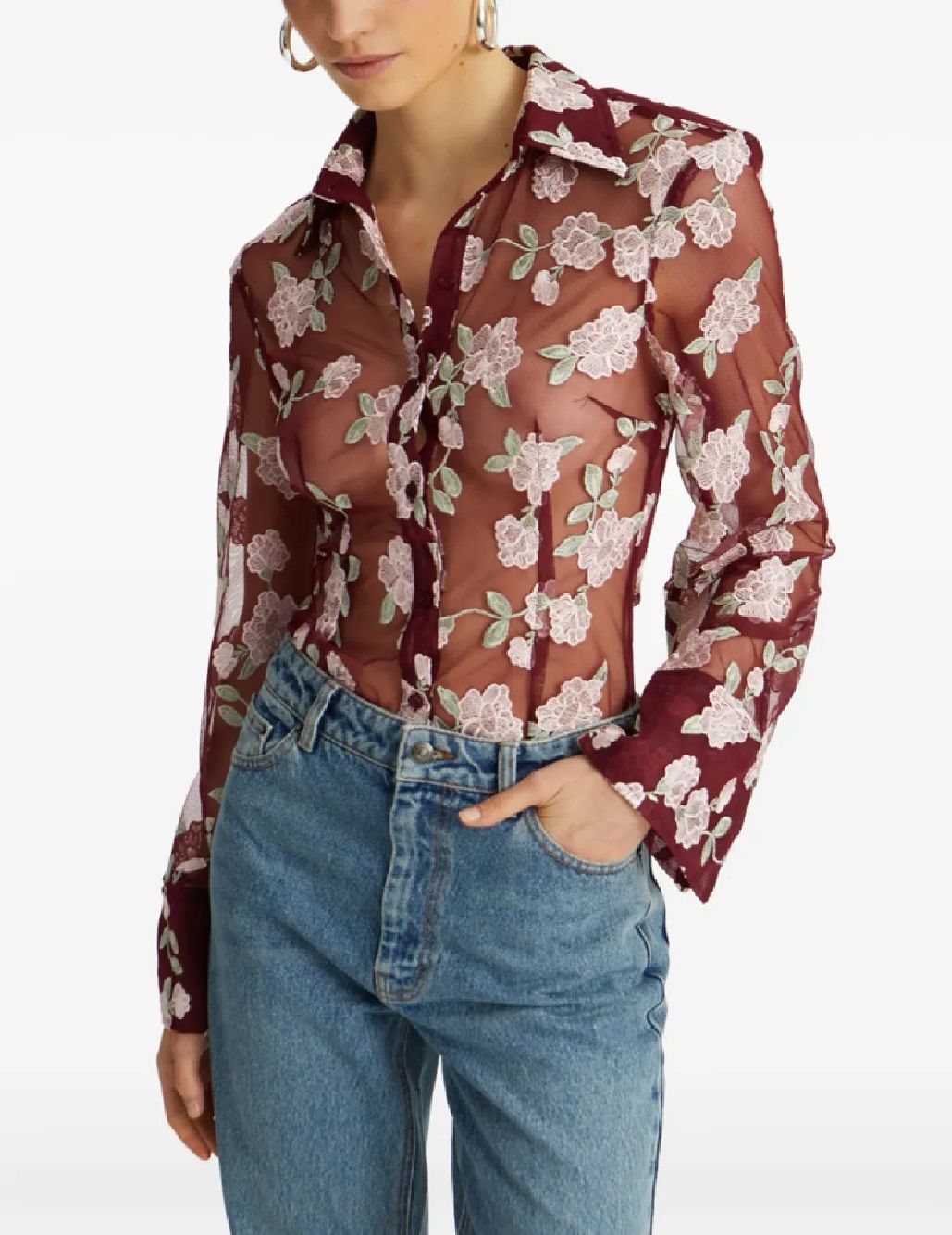 ROTATE SHIRT for woman MESH FITTED SHIRT