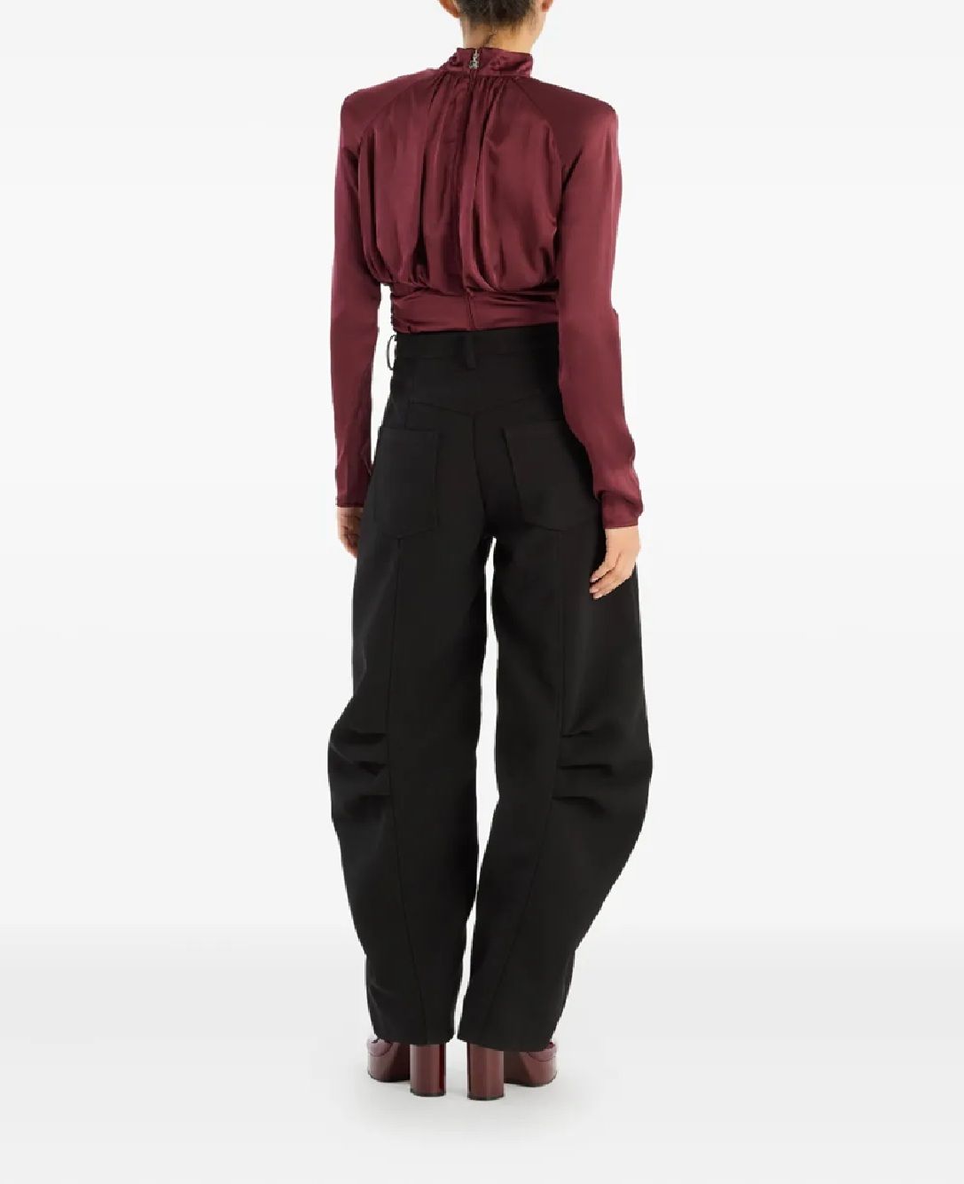 ROTATE Top for woman LS RUCHED SILK TOP