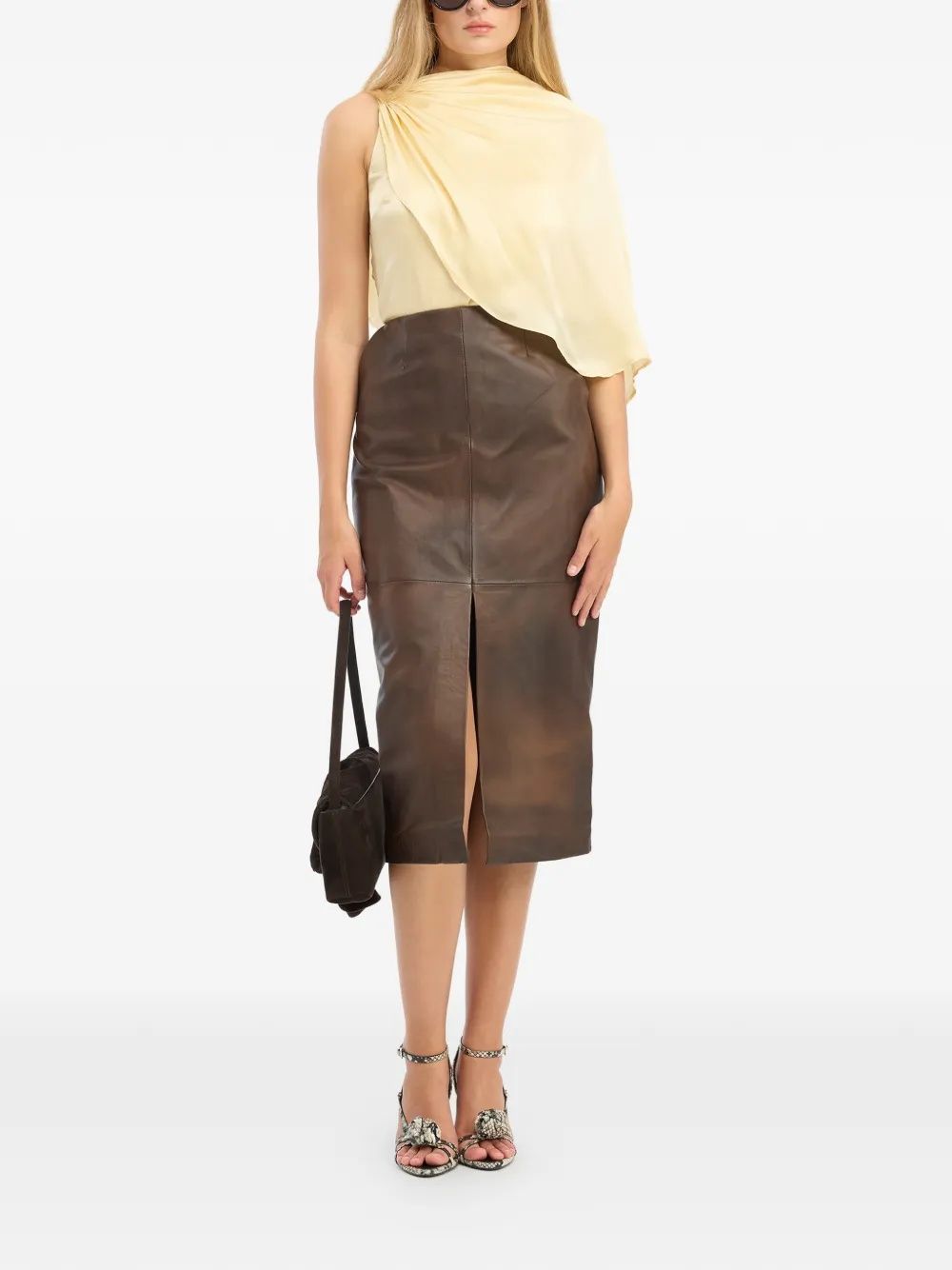 LEATHER MIDI PENCIL SKIRT LEATHER MIDI PENCIL SKIRT