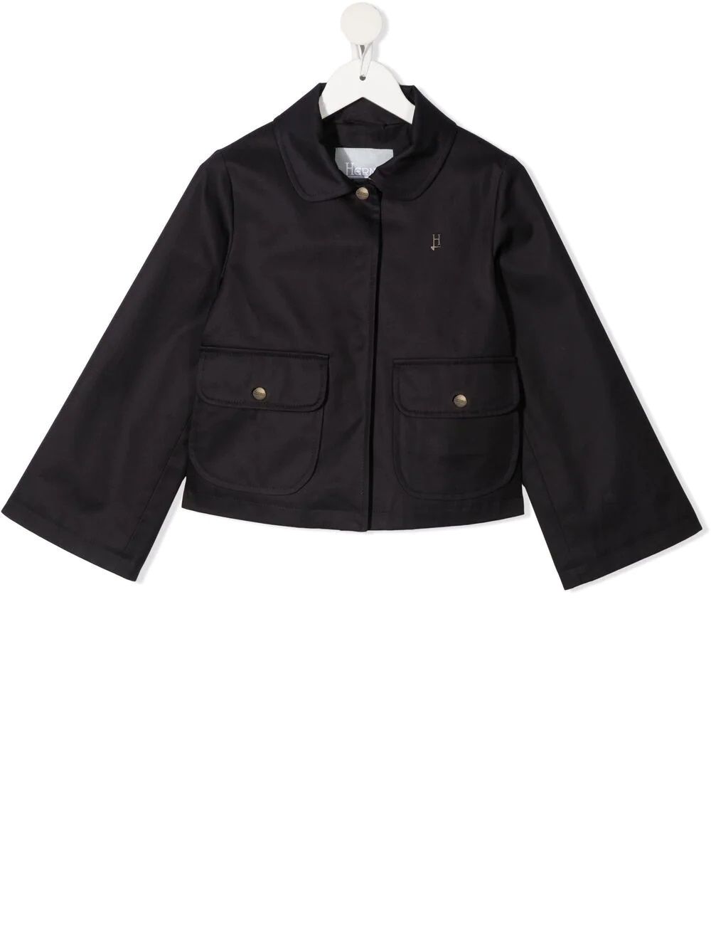 Kids Girls Jacket by Herno Kids  Stylish black jacket for kids by Herno Kids. 100% CO. Long sleeves, front logo, 2 pockets.