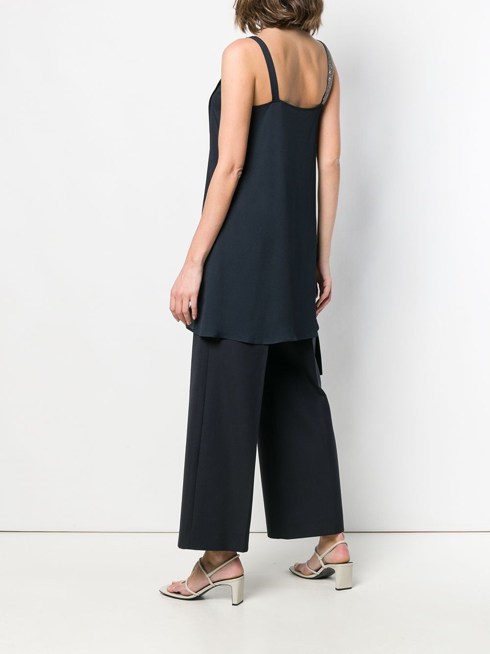 Women's V-Neck Top by Fabiana Filippi Look chic in Fabiana Filippi's V-neck top with thin straps & asymmetrical hem.