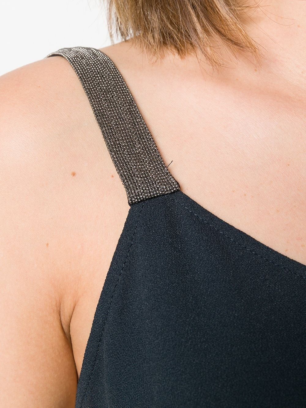 Women's V-Neck Top by Fabiana Filippi Look chic in Fabiana Filippi's V-neck top with thin straps & asymmetrical hem.