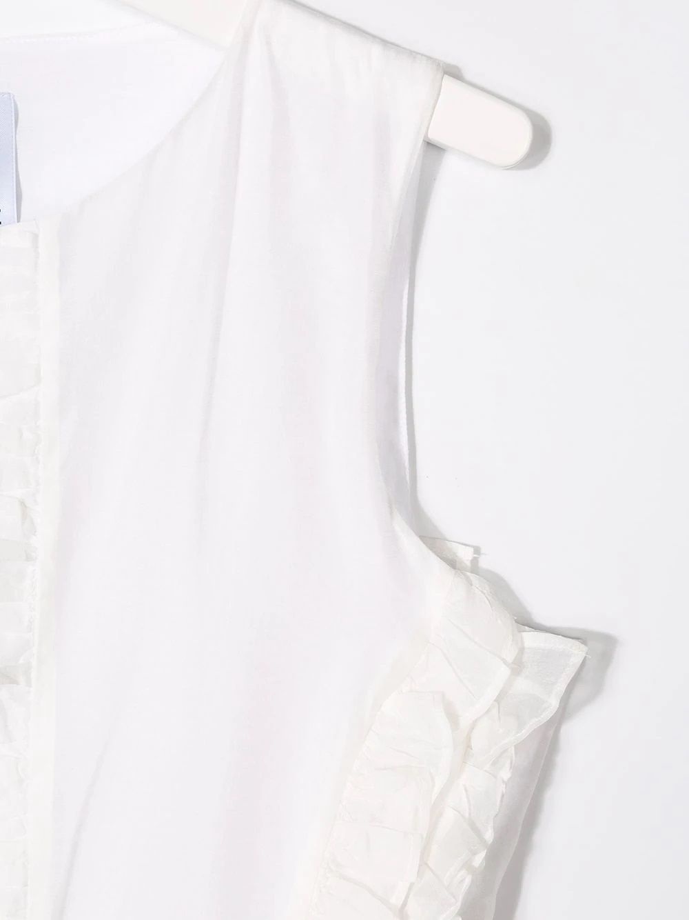 SIMONETTA KIDS Girls' White Sleeveless Dress Stylish white SIMONETTA KIDS dress with ruffle detail and flared skirt. Perfect for special occasions.