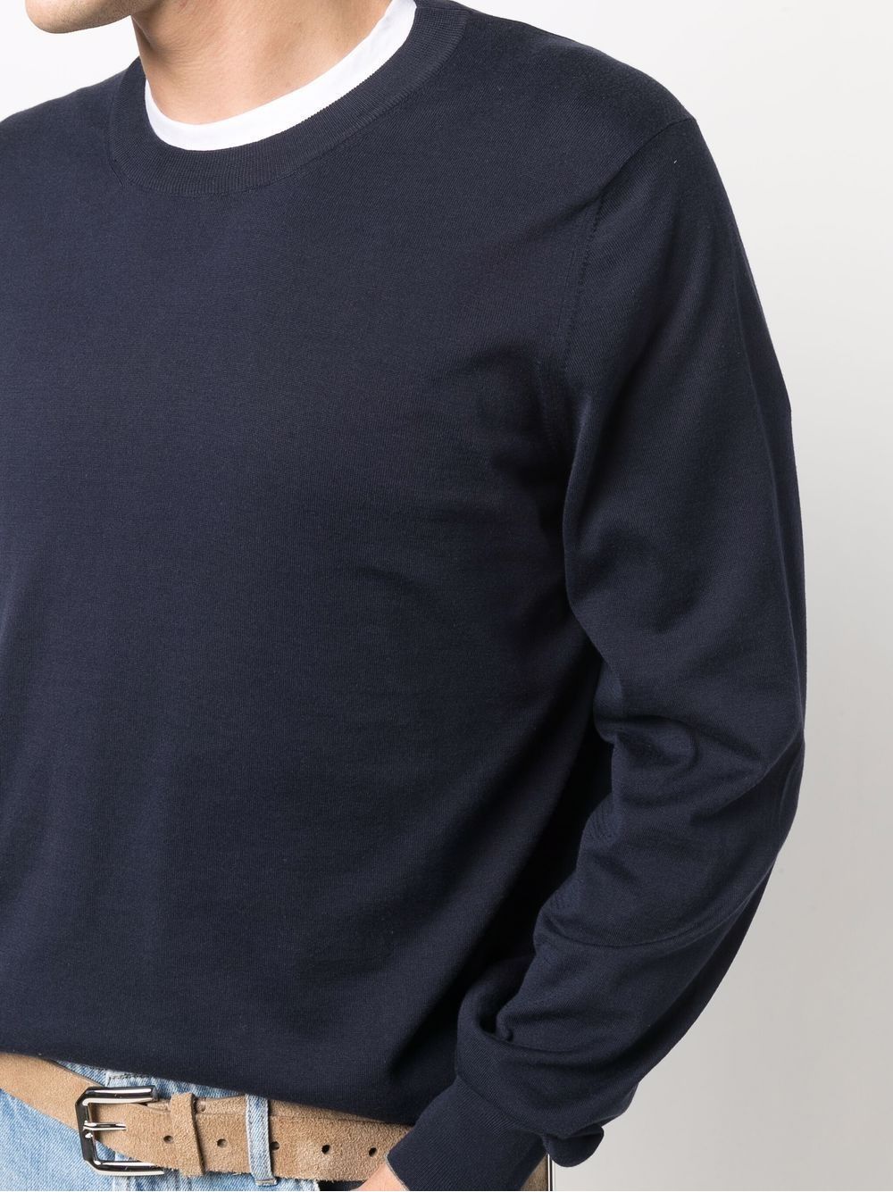 BRUNELLO CUCINELLI Maglione da uomo  Maglione da uomo in blu di BRUNELLO CUCINELLI: collo rotondo, maniche lunghe, 100% CO.