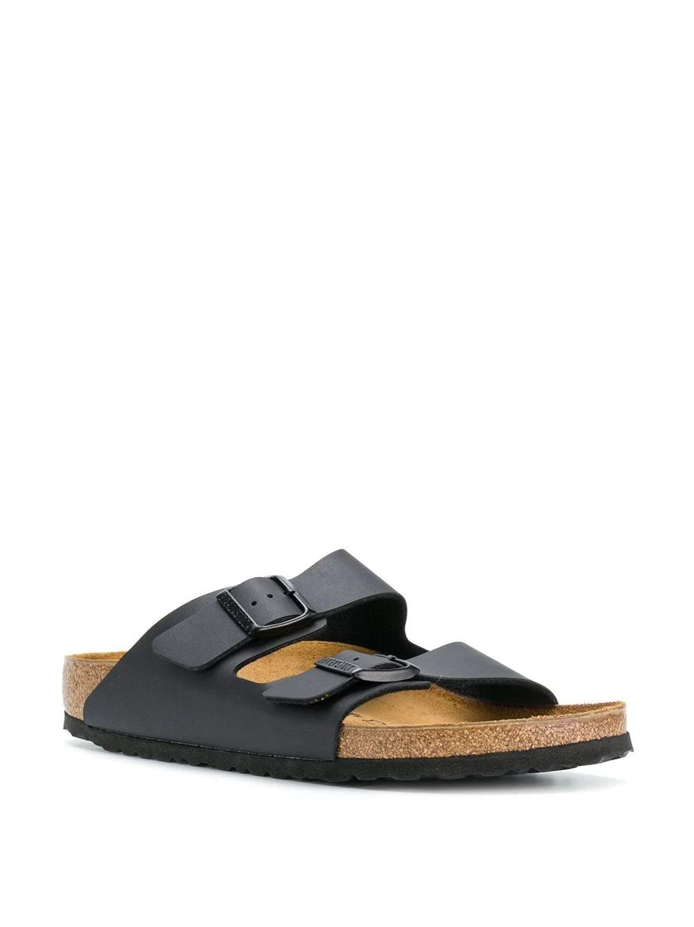 Birkenstock Arizona Sandals  Stylish black leather Birkenstock Arizona sandals w/ buckle for a comfortable fit.