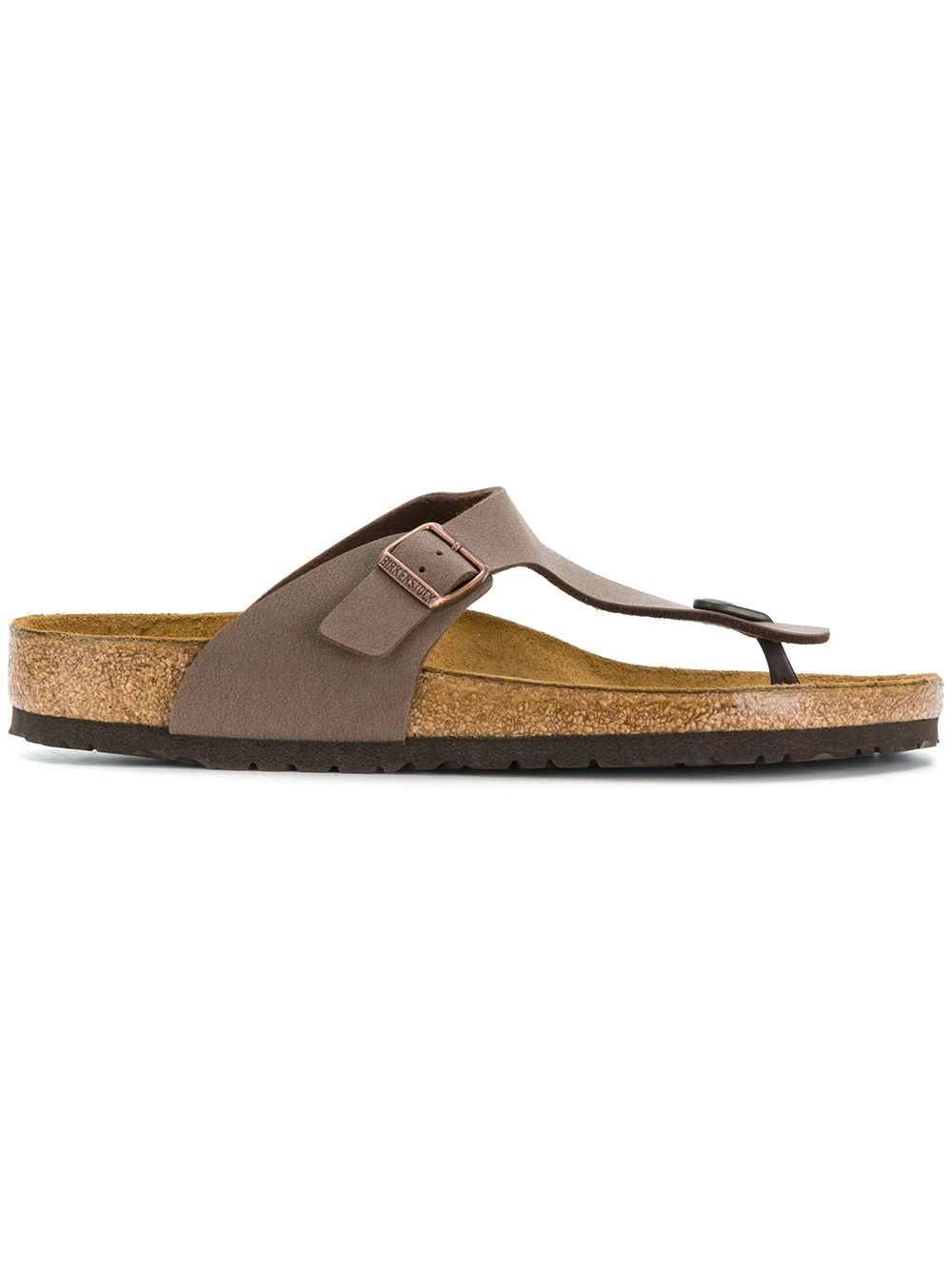 Birkenstock Gizeh Mocca Slides  Stylish and comfortable Birkenstock slides and thong sandals in mocca leather.