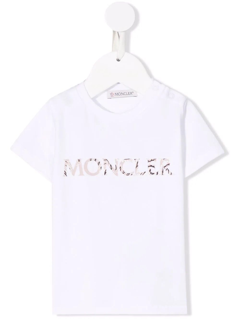 Moncler Kids T-Shirt Shop Moncler Kids' T-shirt featuring a logo print, short sleeves, and 95% CO 5% EA jersey material.