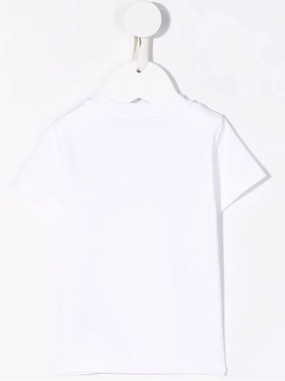 Moncler Kids T-Shirt Shop Moncler Kids' T-shirt featuring a logo print, short sleeves, and 95% CO 5% EA jersey material.