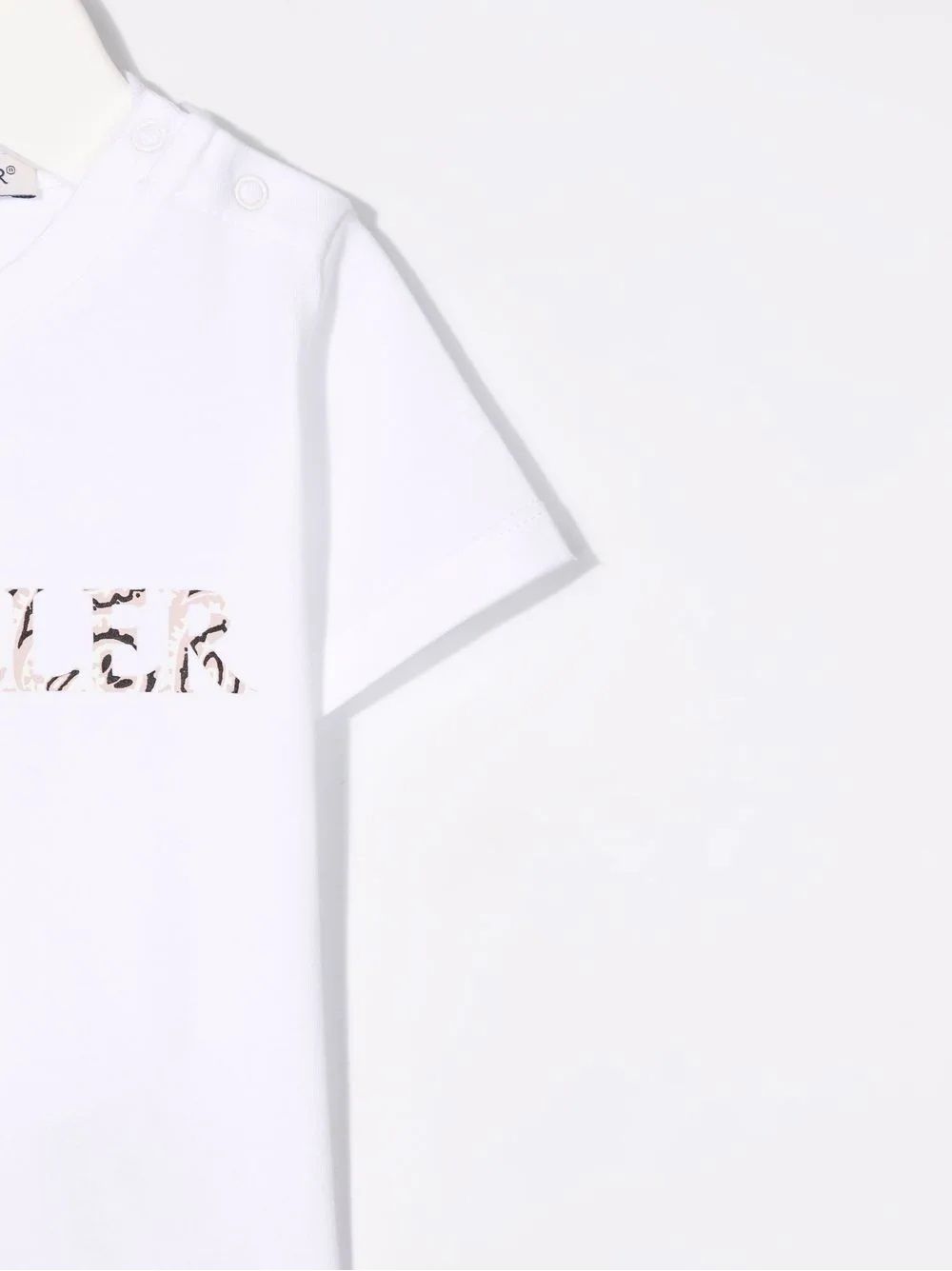 Moncler Kids T-Shirt Shop Moncler Kids' T-shirt featuring a logo print, short sleeves, and 95% CO 5% EA jersey material.