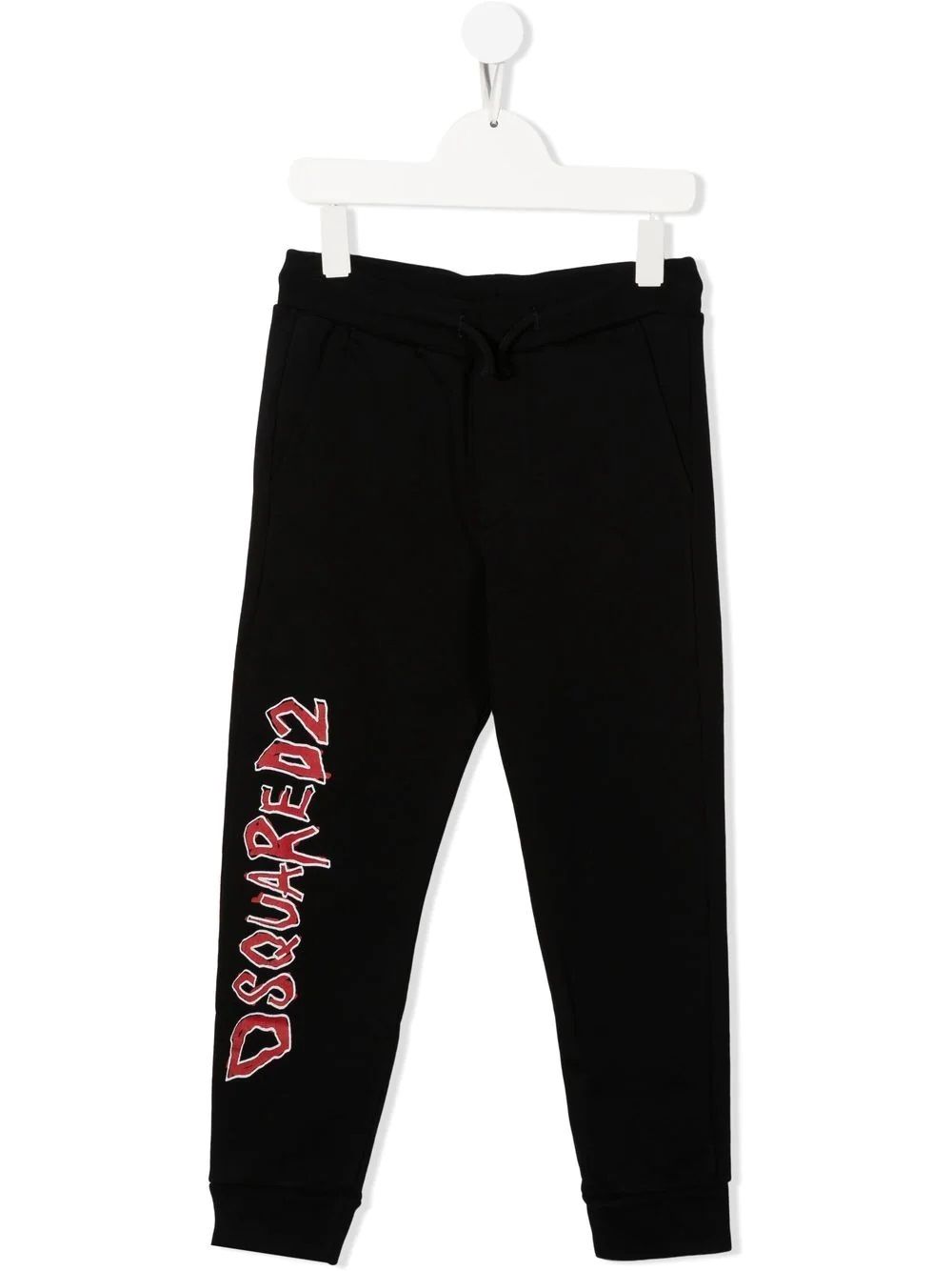 DSQUARED2 Kids Sports Trousers  Dsquared Kids sports trousers in black with logo print, drawstring closure & elasticated cuffs. 100% CO.