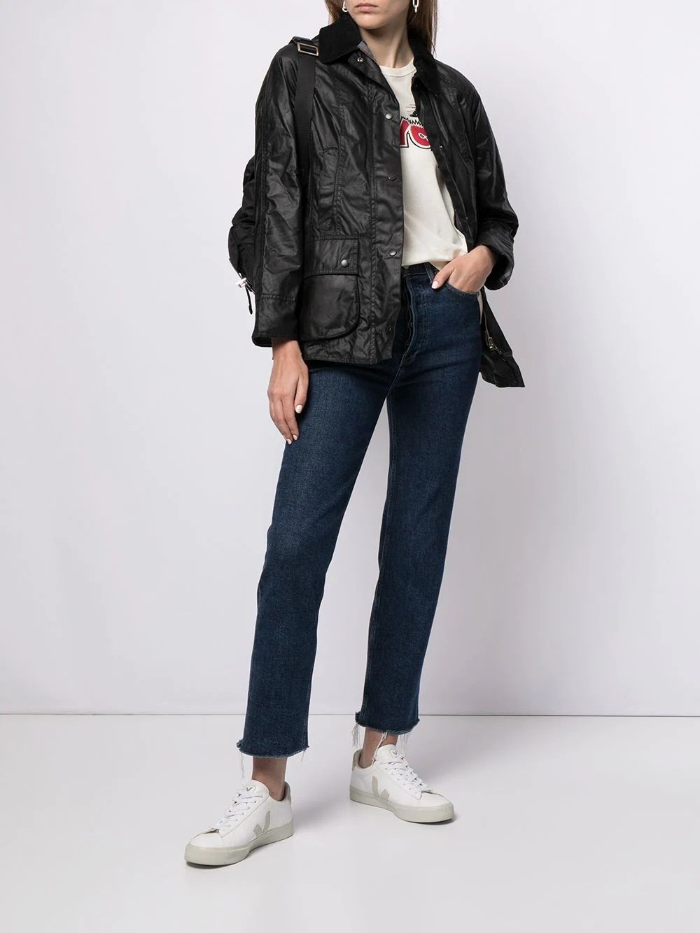 Women's BARBOUR Black Down Jacket  Stay warm & stylish with Barbour's black down jacket. 100% CO for superior comfort.