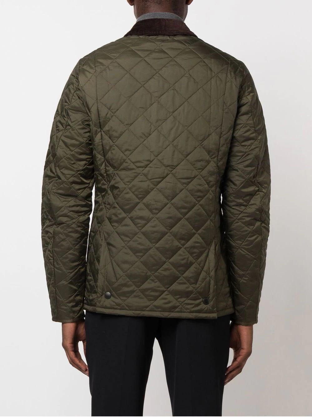 Barbour Down Jacket for man  Stay warm in style with this olive Barbour down jacket featuring logo embroidery.