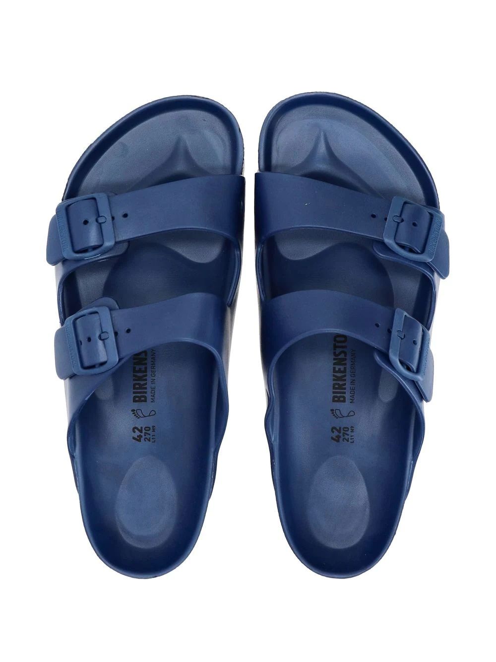 BIRKENSTOCK Arizona Sandals for man Step into comfort and style with these men's slides and thongs from BIRKENSTOCK. Featuring a double strap design and open toe, these Arizona sandals are perfect for any occasion. Available in blue.