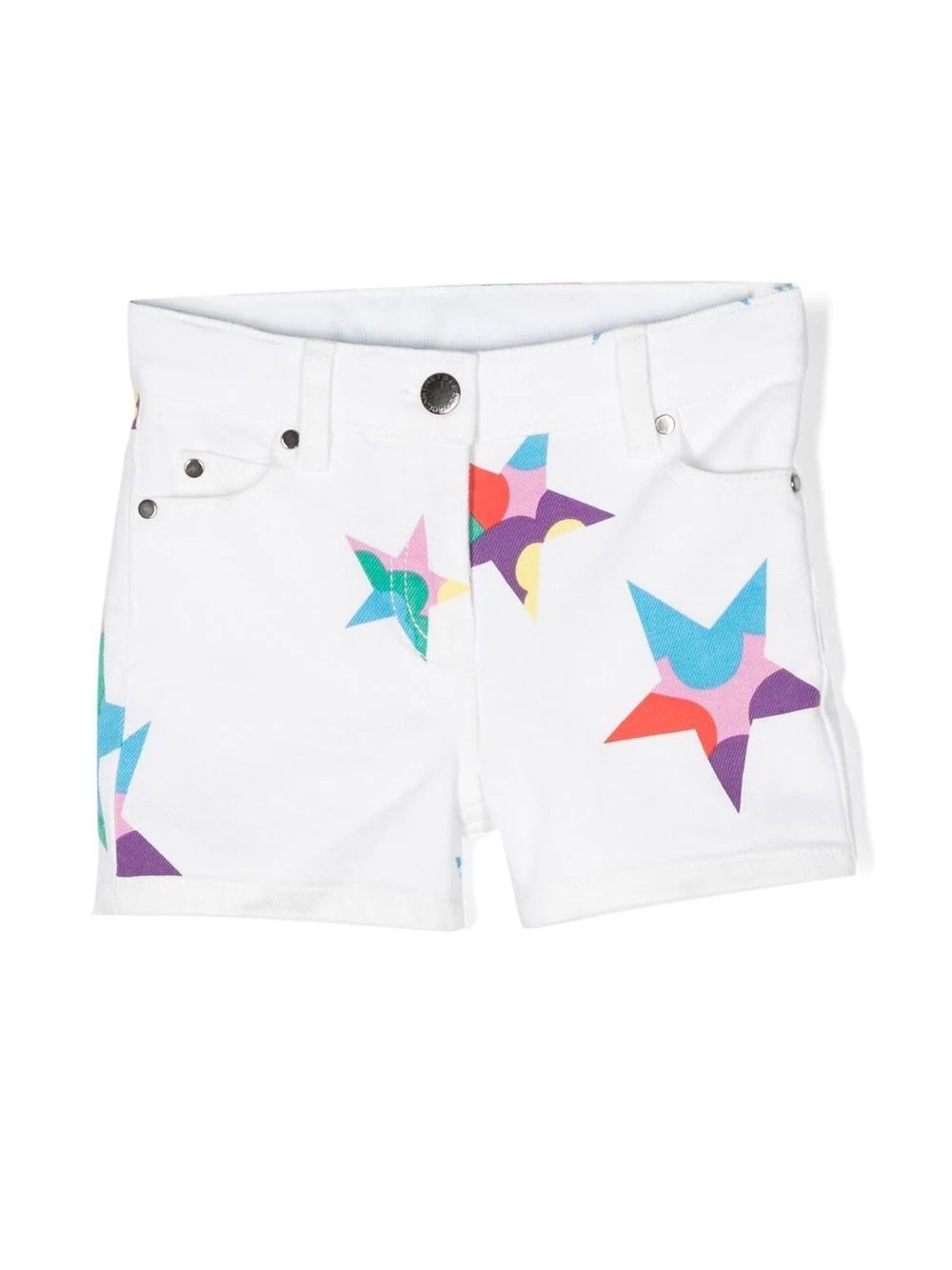 Pantaloncini da bambino di STELLA McCARTNEY  Scopri i pantaloncini da bambino di Stella McCartney in bianco e multicolore. Chiusura frontale, passanti, tasche posteriori. 99% CO, 1% EA.