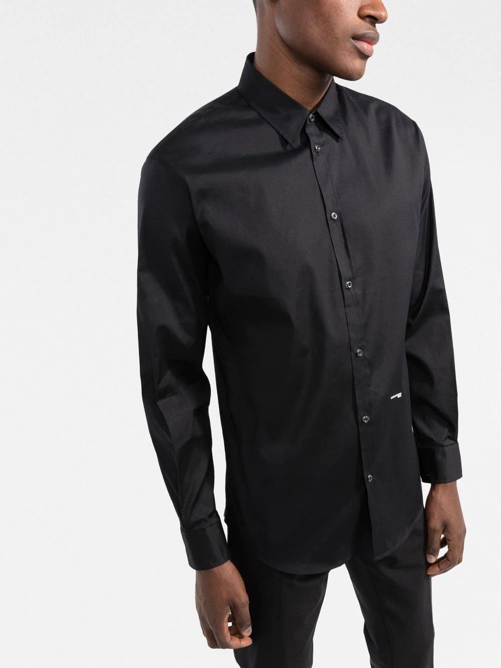 Men's Black Dsquared2 Shirt Men's black Dsquared2 shirt with logo print, 97% CO, long sleeves & button closure.