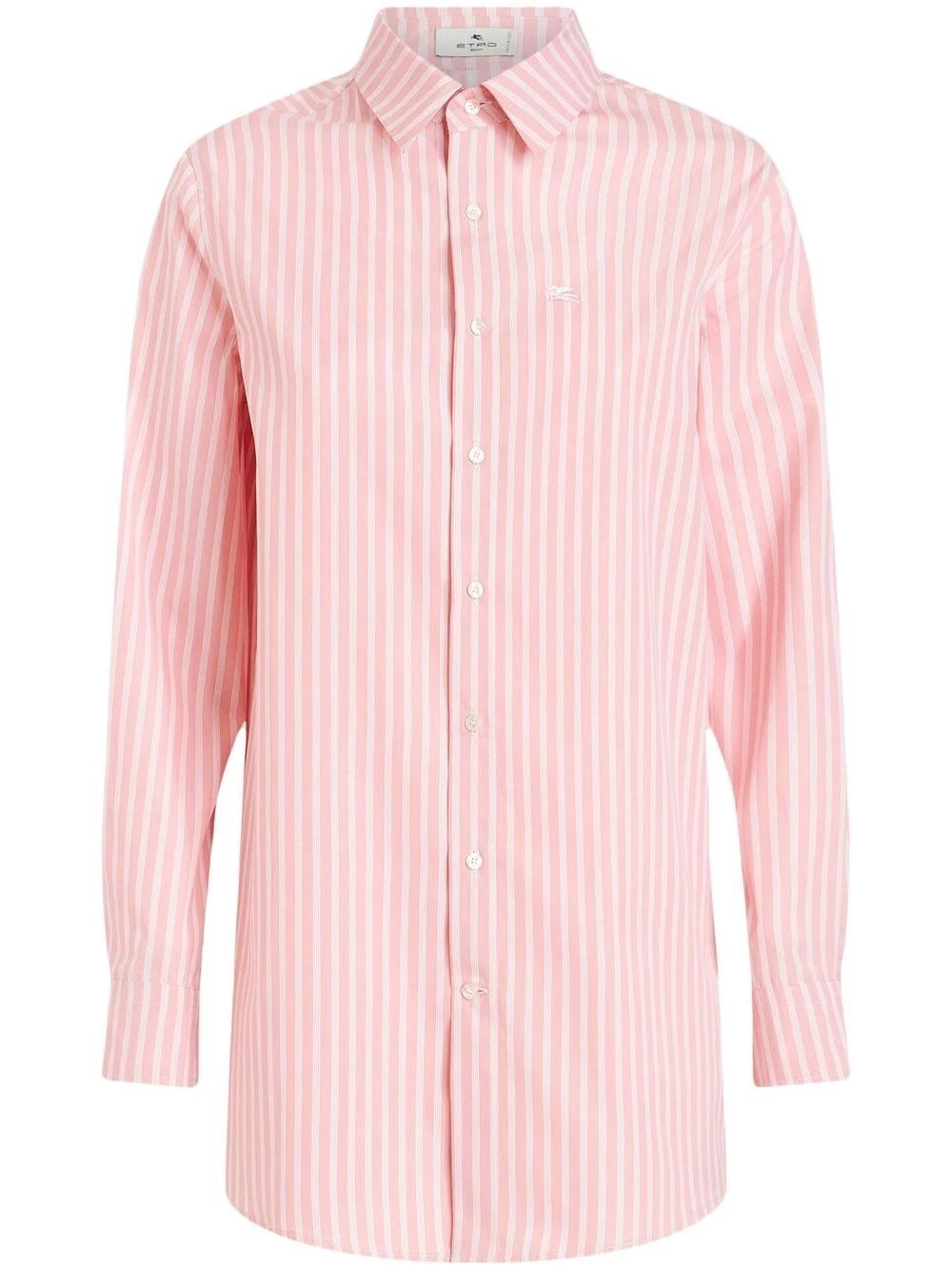 Women's Pink ETRO Striped Shirt Elevate your wardrobe with this pink striped ETRO shirt crafted from 100% CO.