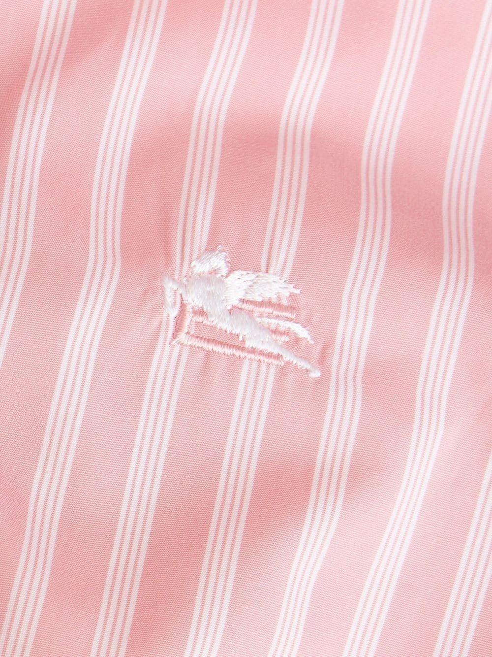 Women's Pink ETRO Striped Shirt Elevate your wardrobe with this pink striped ETRO shirt crafted from 100% CO.