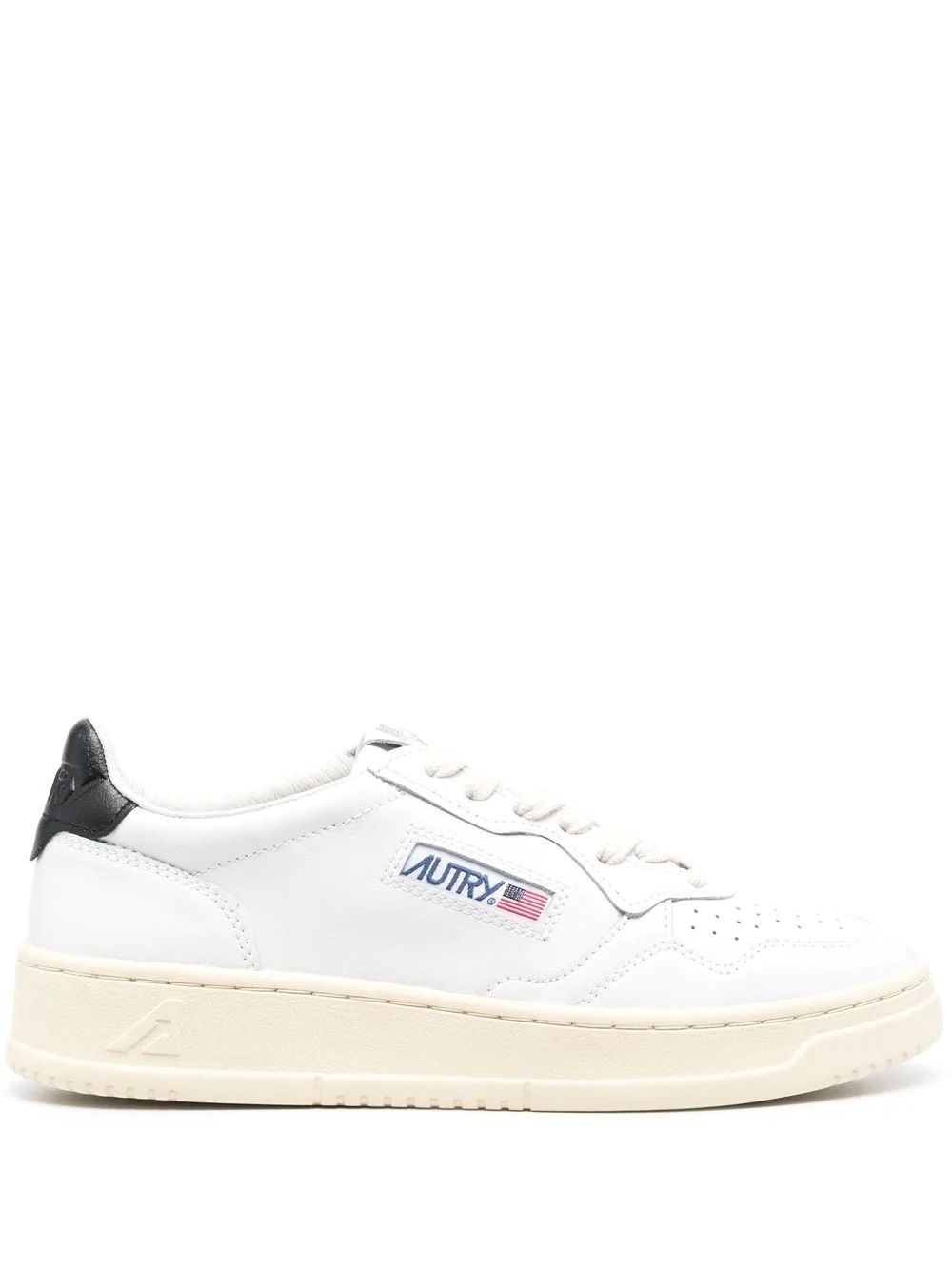 Women's White AUTRY 01 Sneakers Women's White Sneakers: 100% Leather & Rubber by AUTRY. Reinforced heel & logo. Strings.