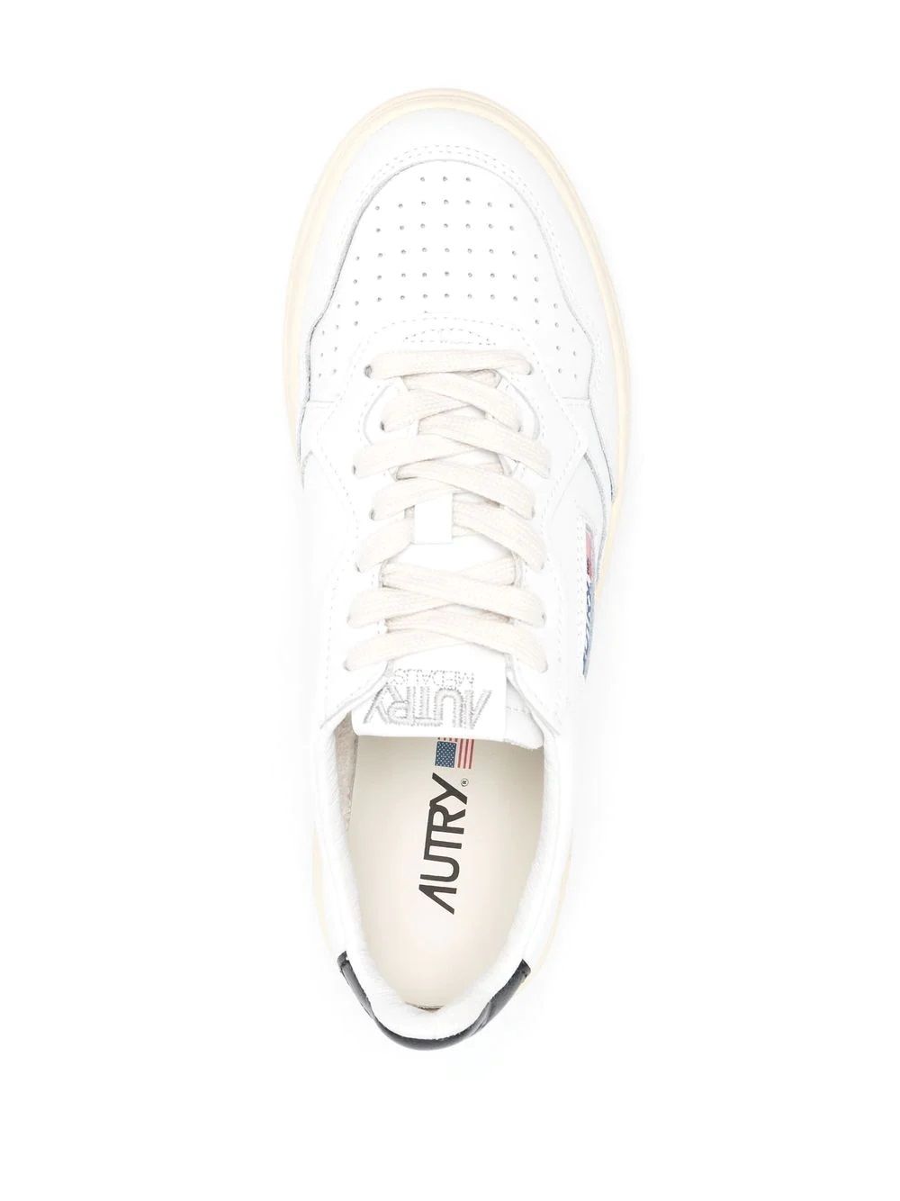 Women's White AUTRY 01 Sneakers Women's White Sneakers: 100% Leather & Rubber by AUTRY. Reinforced heel & logo. Strings.