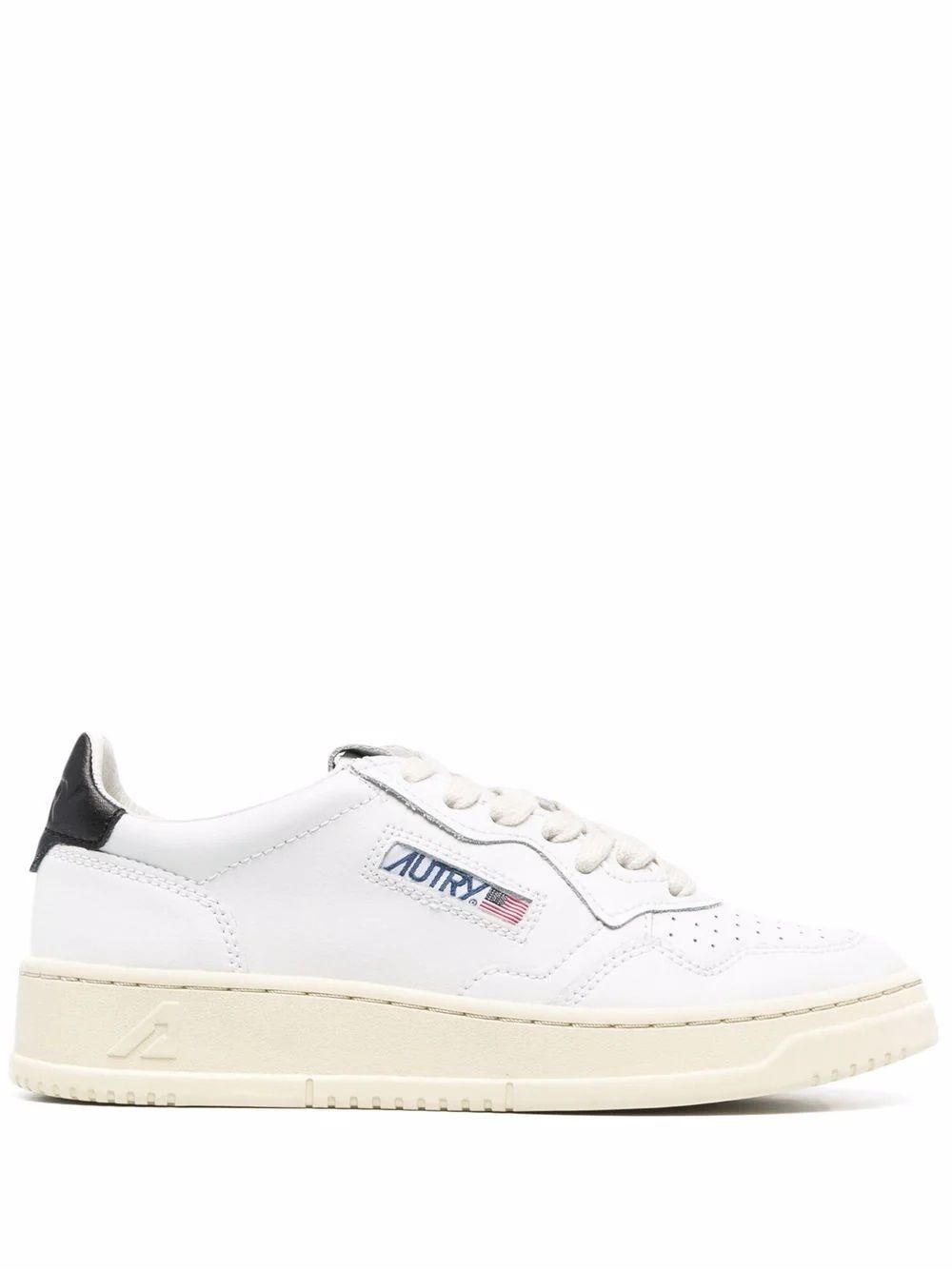 Women's White AUTRY 01 Sneakers Women's White Sneakers: 100% Leather & Rubber by AUTRY. Reinforced heel & logo. Strings.