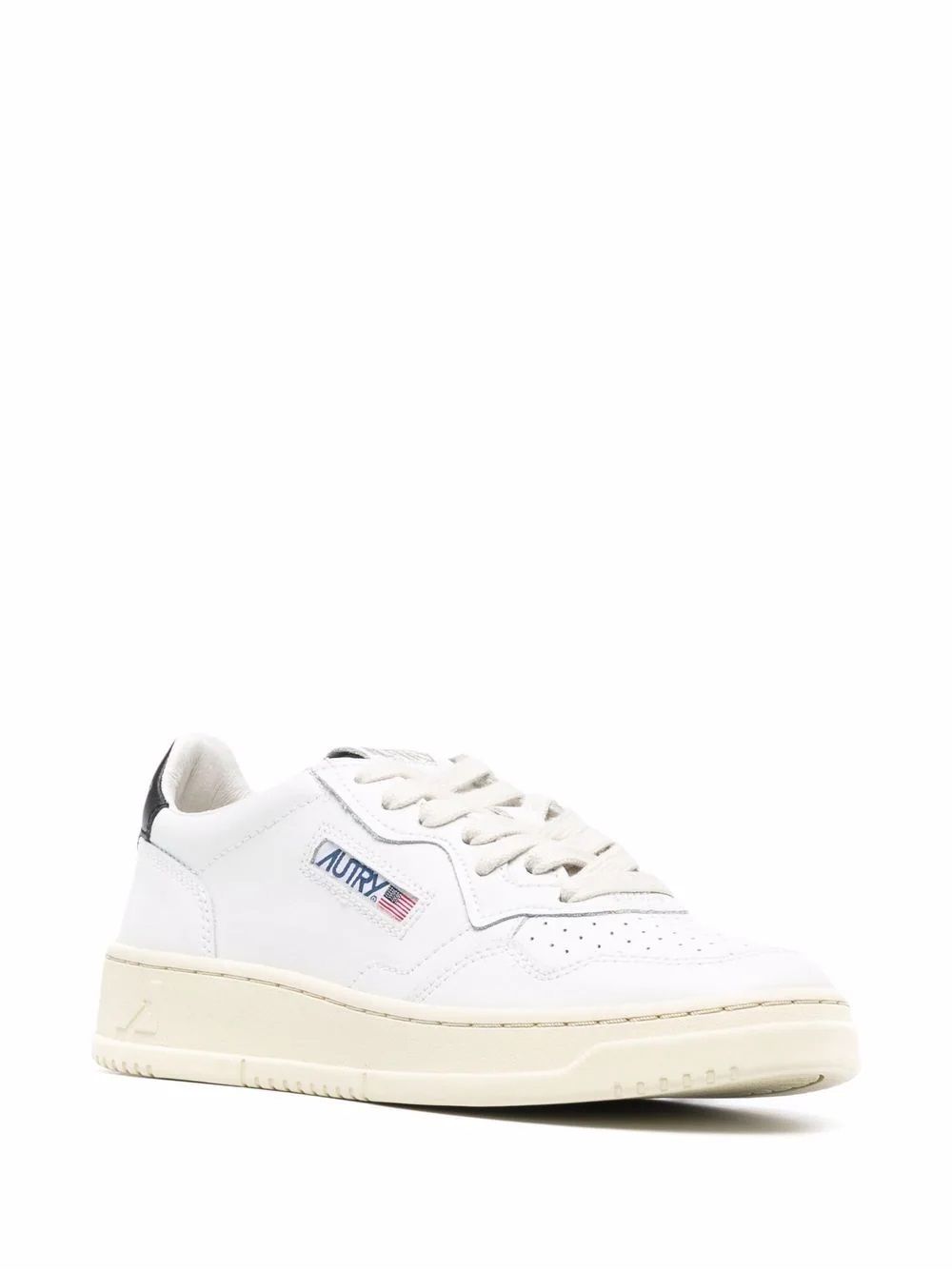 Women's White AUTRY 01 Sneakers Women's White Sneakers: 100% Leather & Rubber by AUTRY. Reinforced heel & logo. Strings.