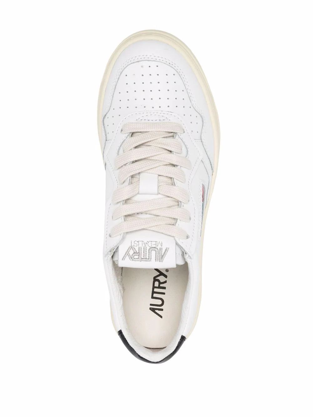 Women's White AUTRY 01 Sneakers Women's White Sneakers: 100% Leather & Rubber by AUTRY. Reinforced heel & logo. Strings.
