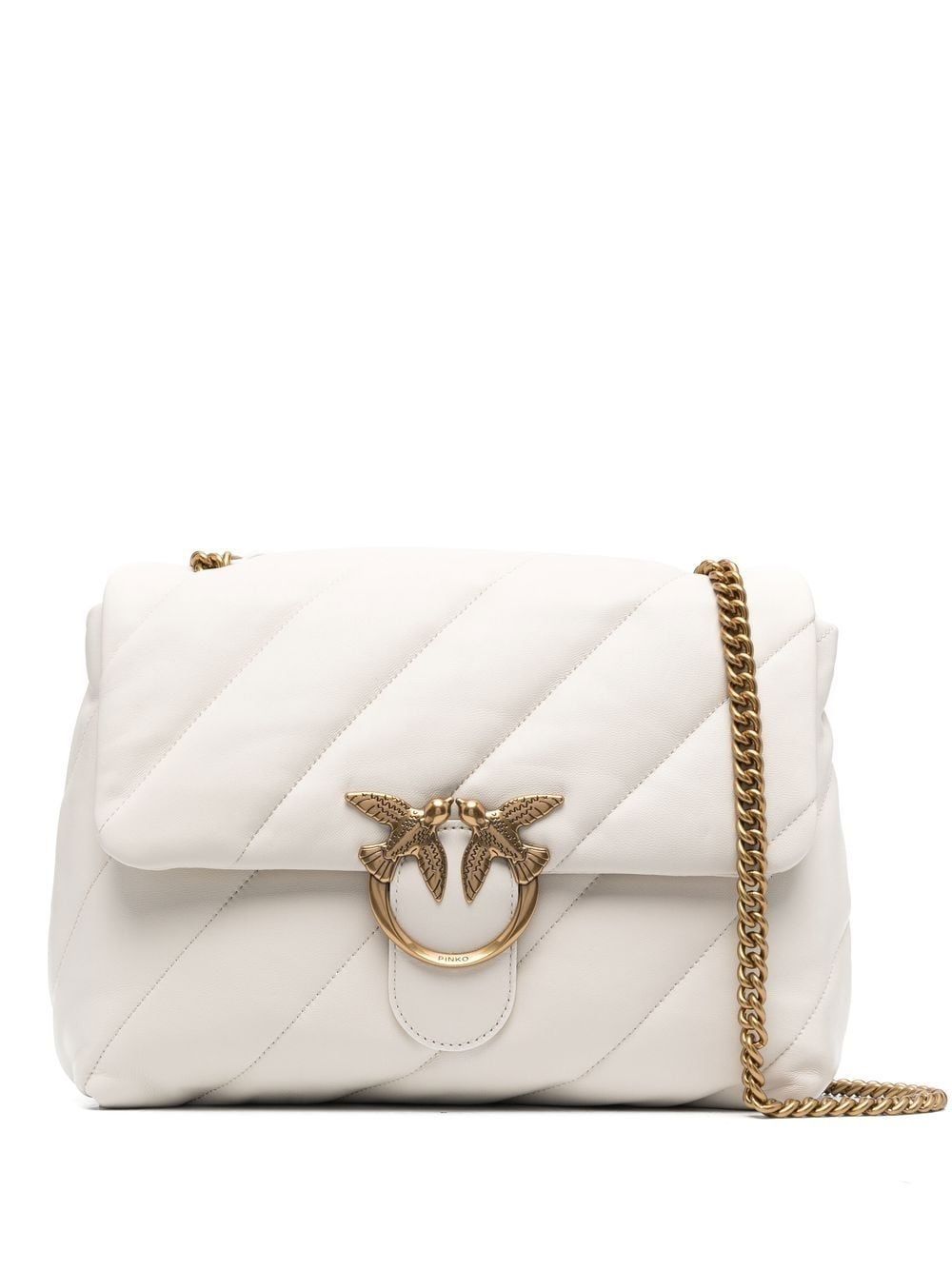 PINKO LOVE BIG PUFF - White Leather Shoulder Bag Stylish and versatile white leather shoulder bag by PINKO. Perfect for any occasion. 100% calf leather.