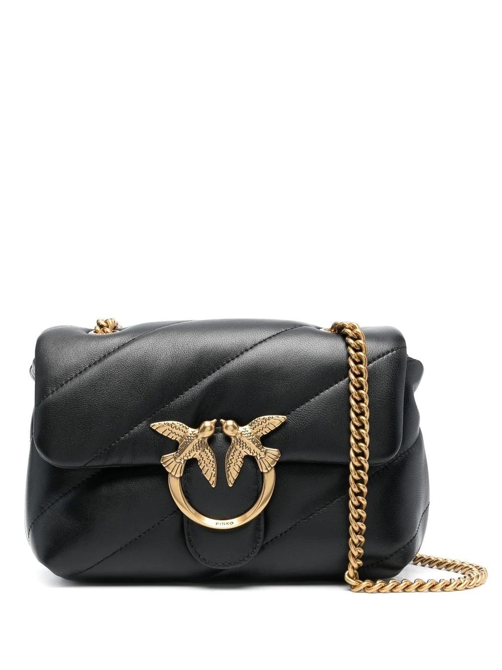 PINKO Shoulder Bag  Effortlessly chic PINKO shoulder bag in black with front logo and 100% SHEEP material. Perfect for any woman's bag collection.