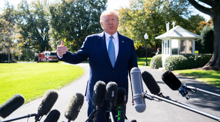 Donald Trump media microfoons