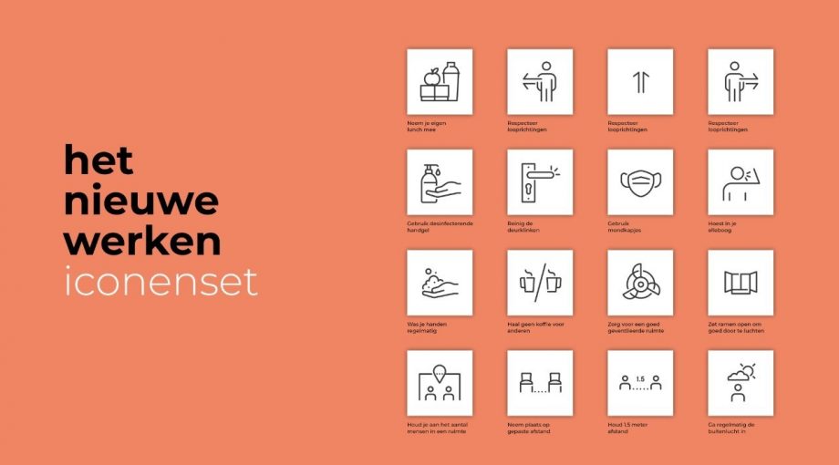 Nieuwe werken iconenset corona