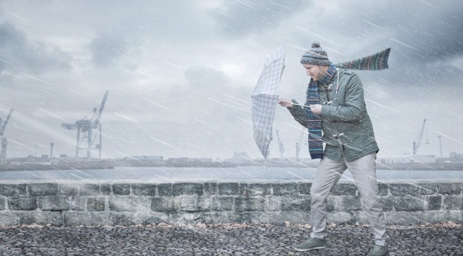 Tegenwind regen paraplu