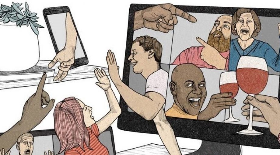 Thuiswerken collega virtuele pubquiz uitje