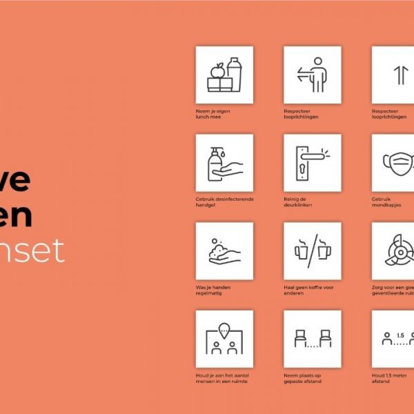 Nieuwe werken iconenset corona