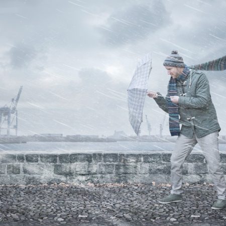 Tegenwind regen paraplu